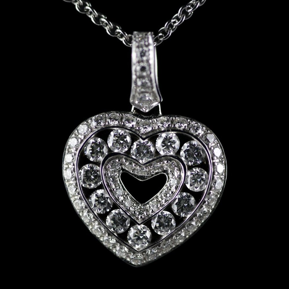 Mappin & Webb 18K White Gold Brilliant Cut 0.59cts Diamond Heart G VS1 Pendant Necklace