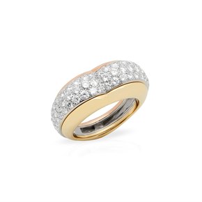 Cartier 18k Yellow, White and Rose Gold Diamond Heart Shaped Ring