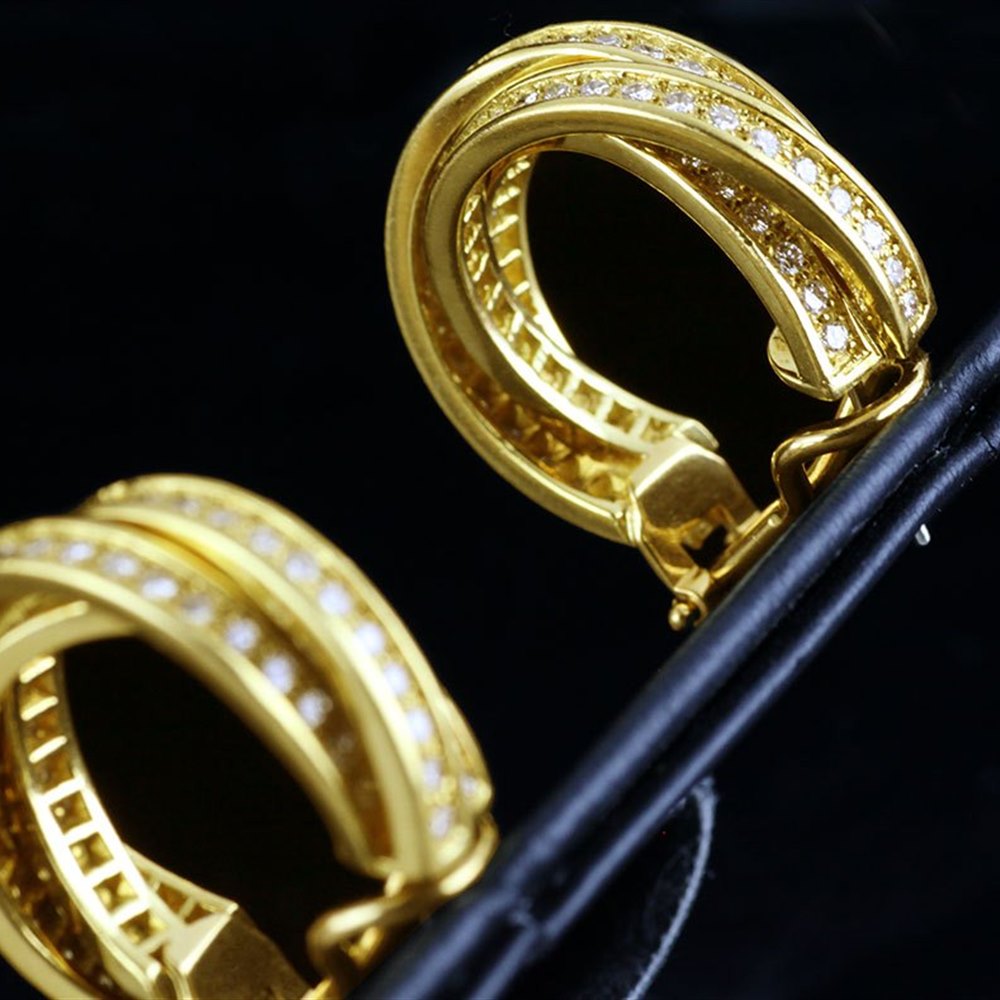Cartier Trinity 18k Yellow Gold Diamond Earrings