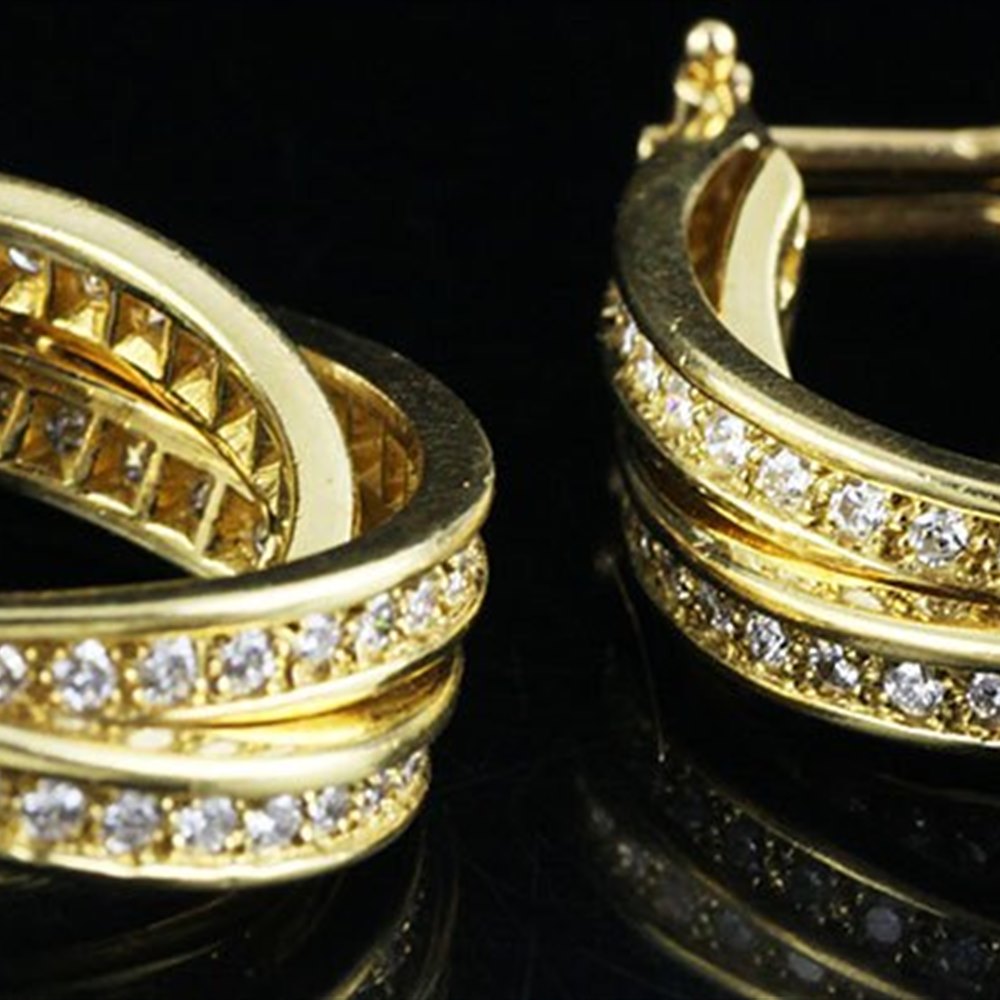 Cartier Trinity 18k Yellow Gold Diamond Earrings
