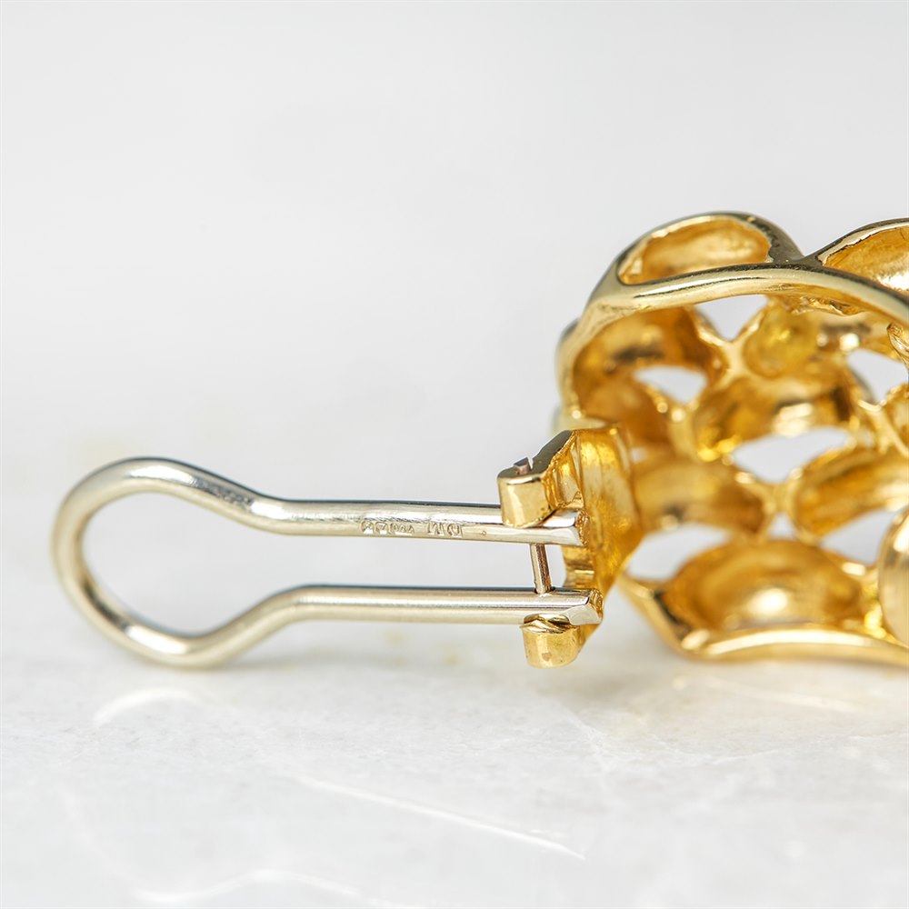 David Morris 18k Yellow Gold Honeycomb Clip-On Earrings
