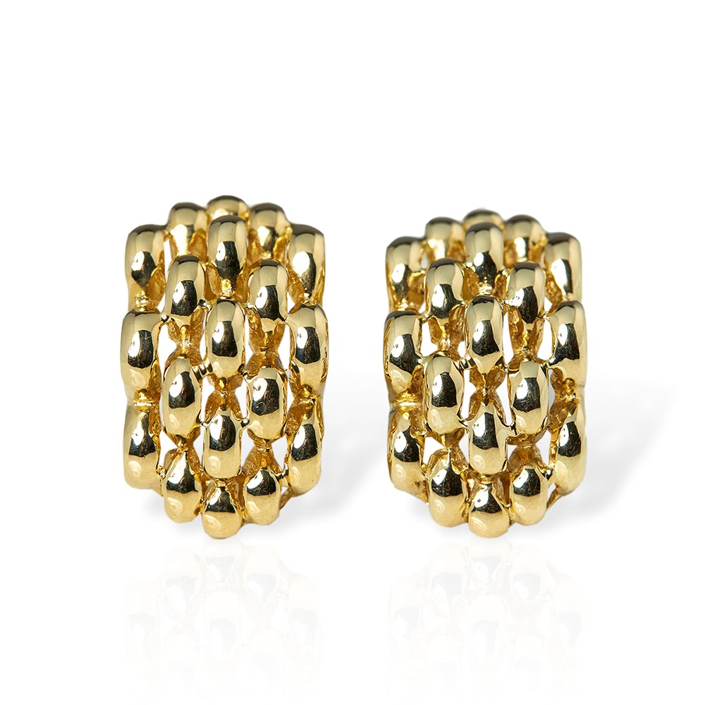 David Morris 18k Yellow Gold Honeycomb Clip-On Earrings