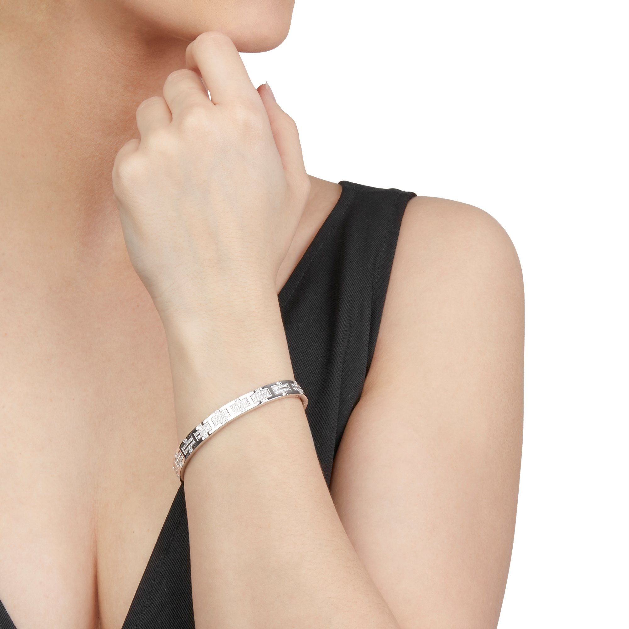 Hermès 18k White Gold Kilim Diamond Bracelet