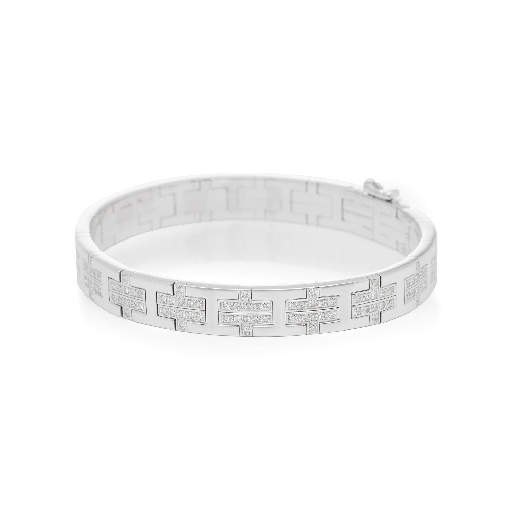 Hermès 18k White Gold Kilim Diamond Bracelet