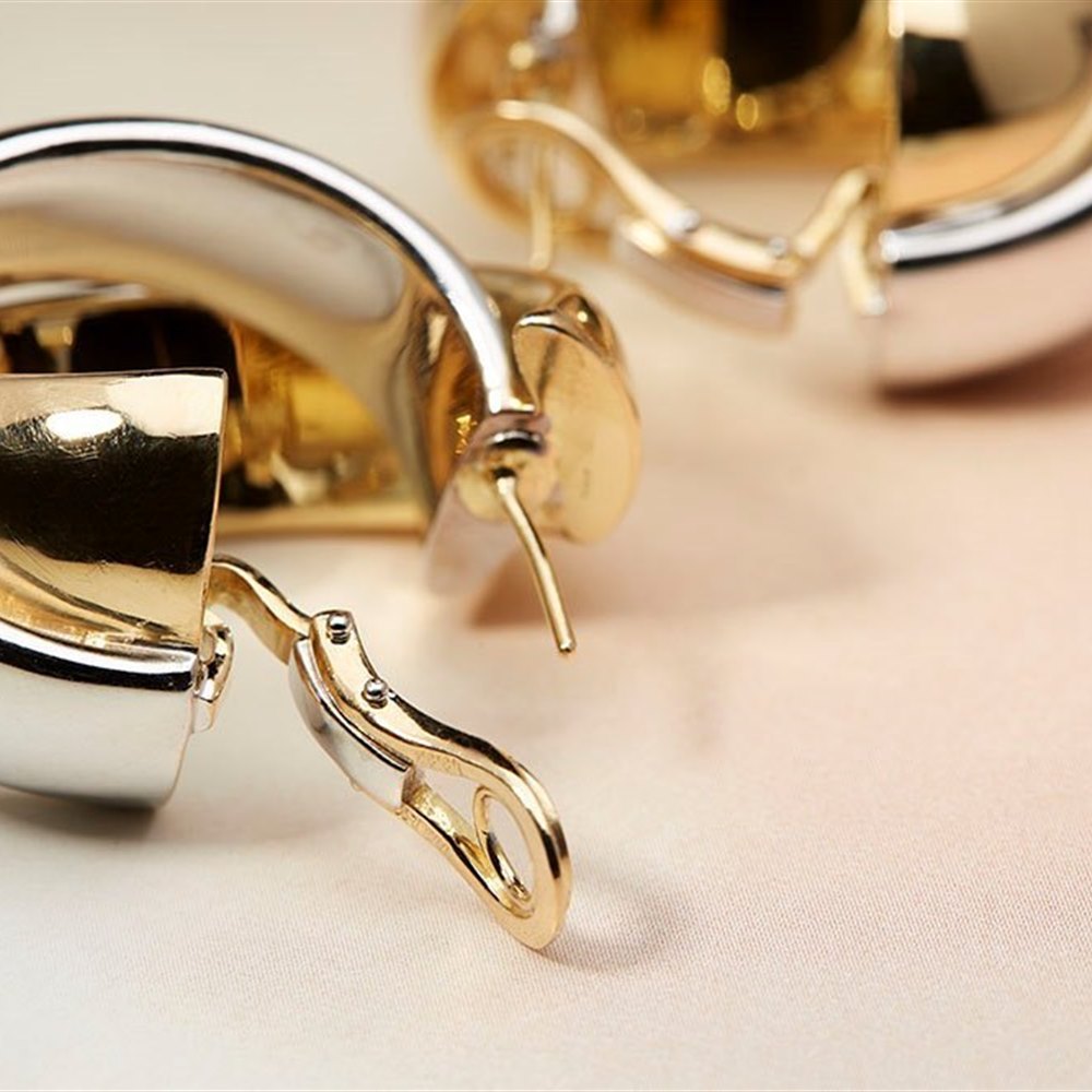 David Morris 18k Yellow & White Gold Hoop Earrings