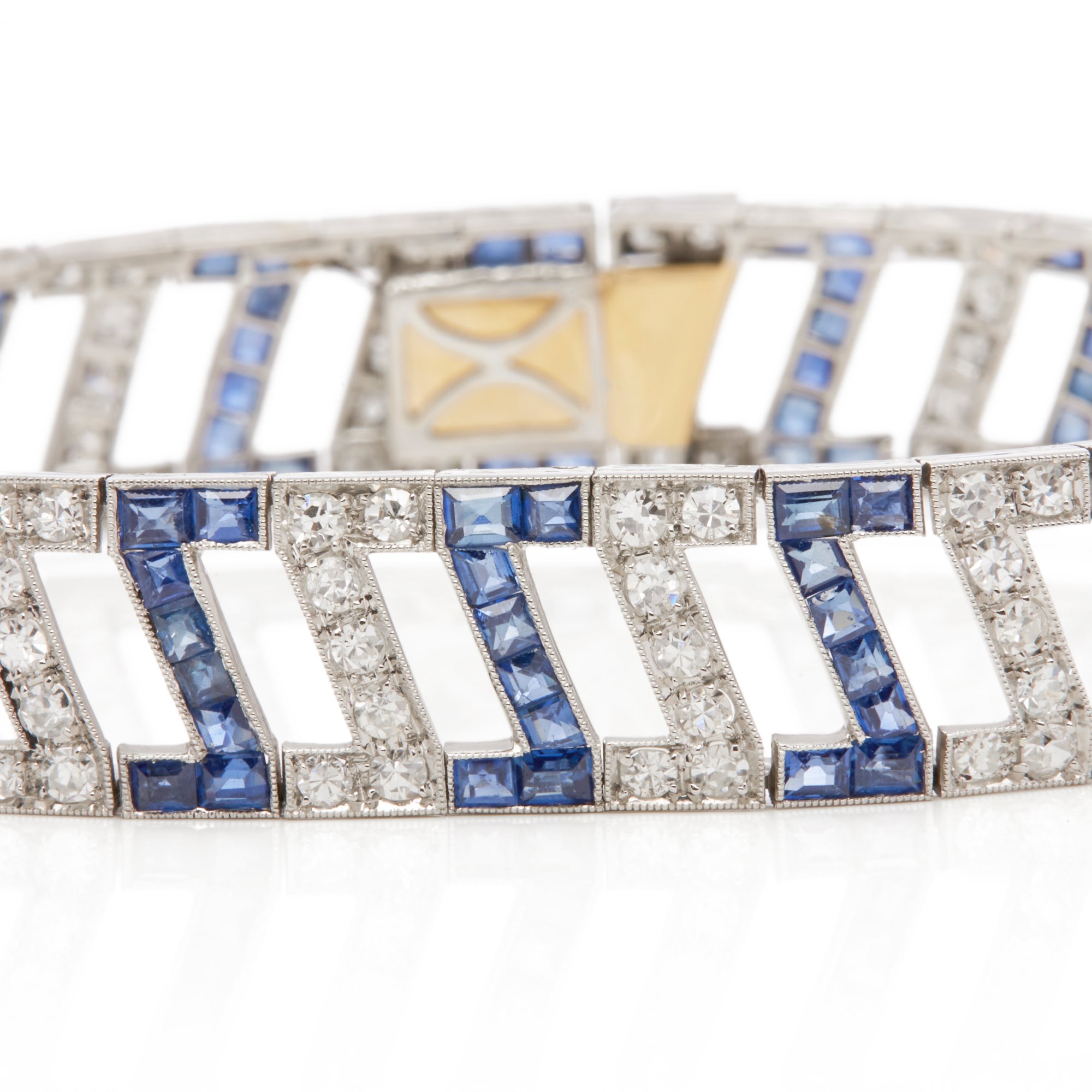 Diamond White Metal Sapphire and Diamond Bracelet