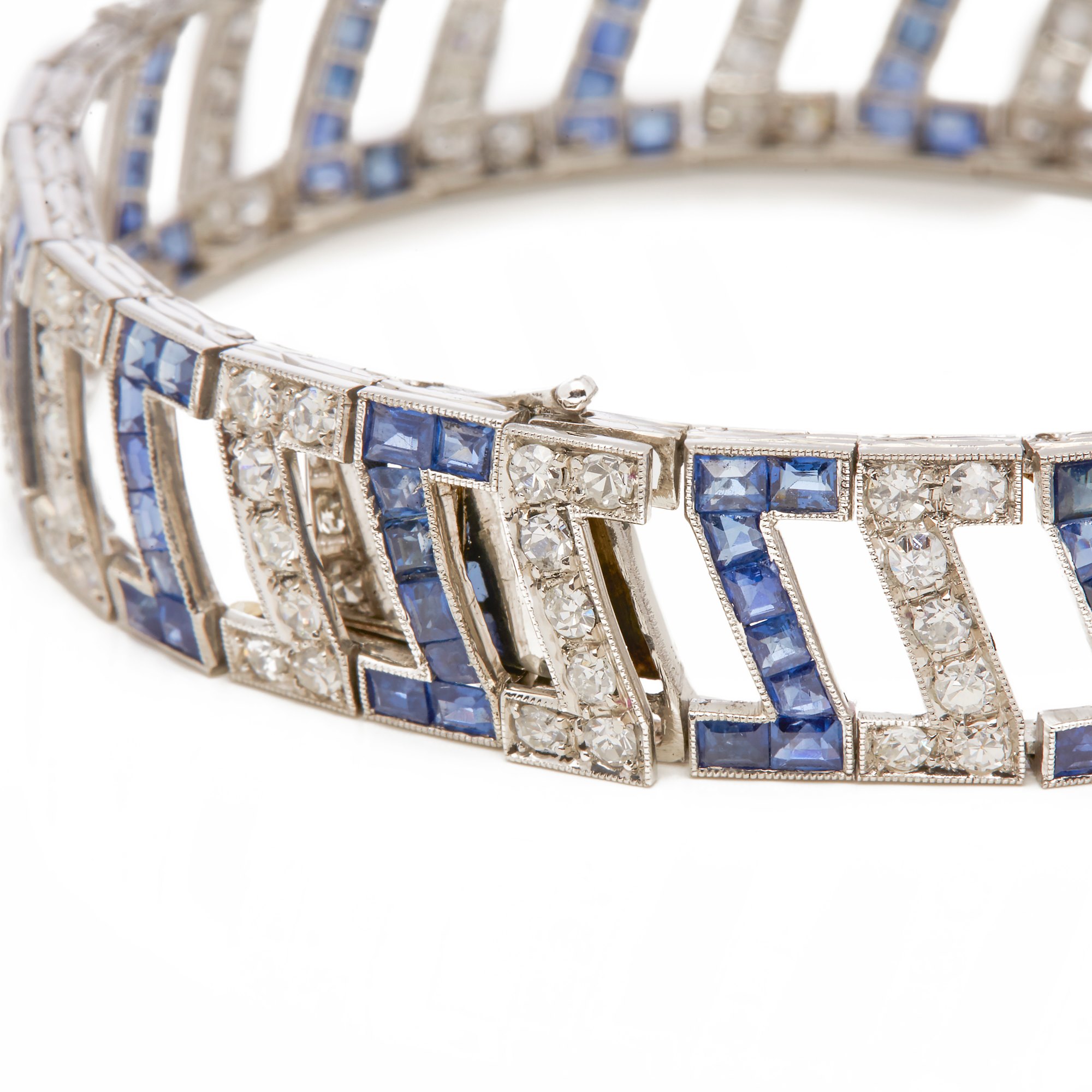 Diamond White Metal Sapphire and Diamond Bracelet