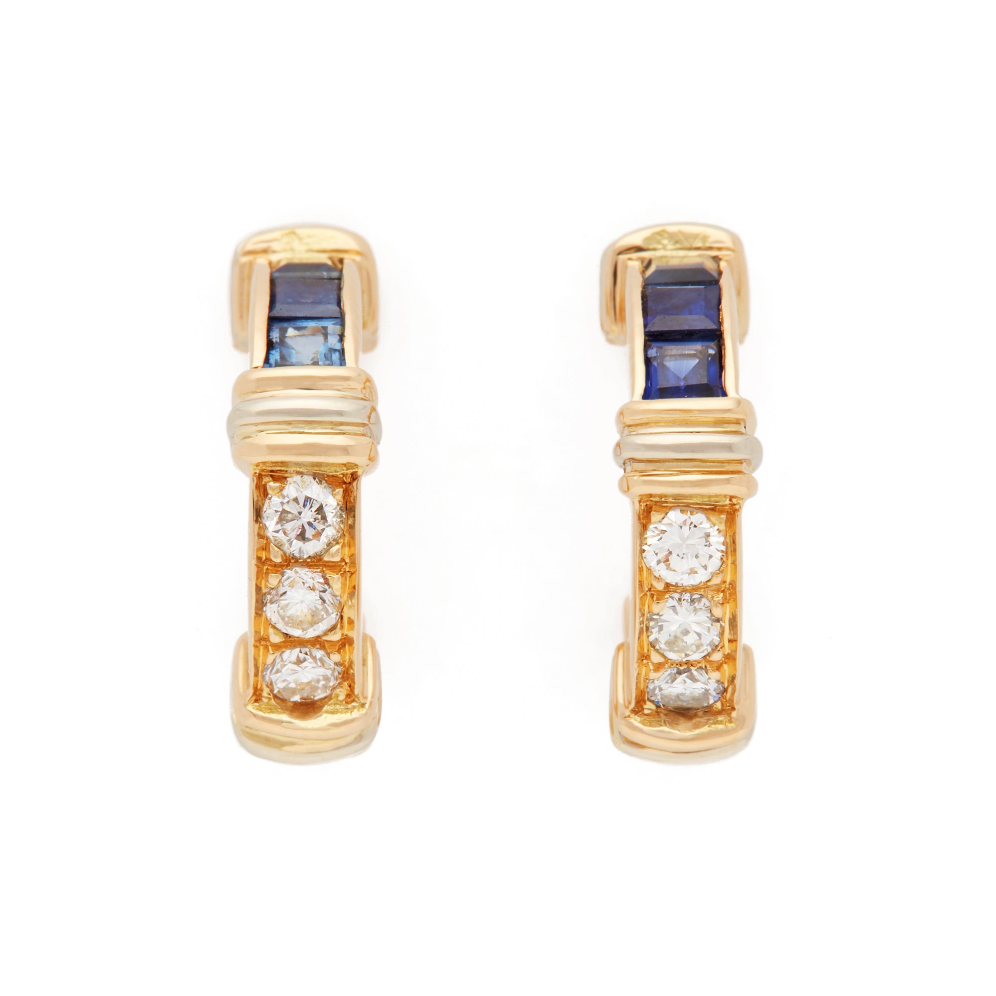 Cartier 18ct Yellow Gold Sapphire and Diamond Half Hoop Earrings