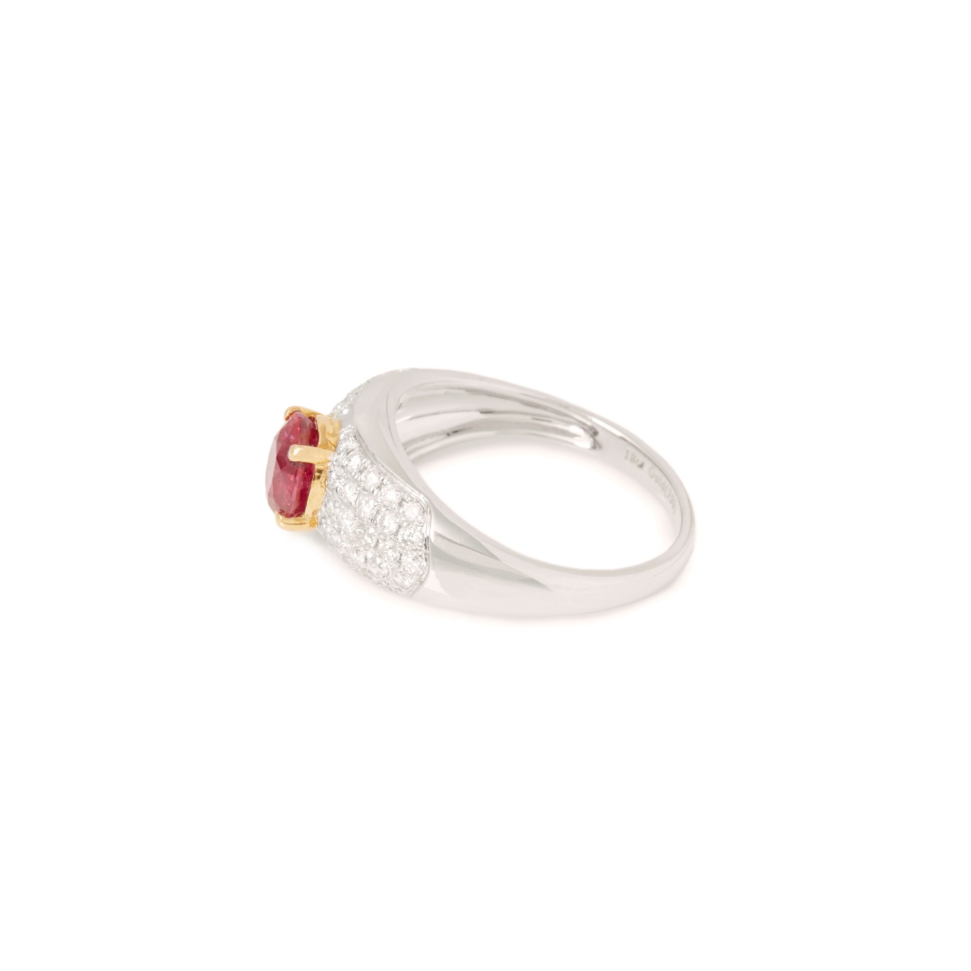 David Jerome Certified 1.21ct Untreated Mozambique Oval Cut Ruby and Diamond 18ct Gold Ring