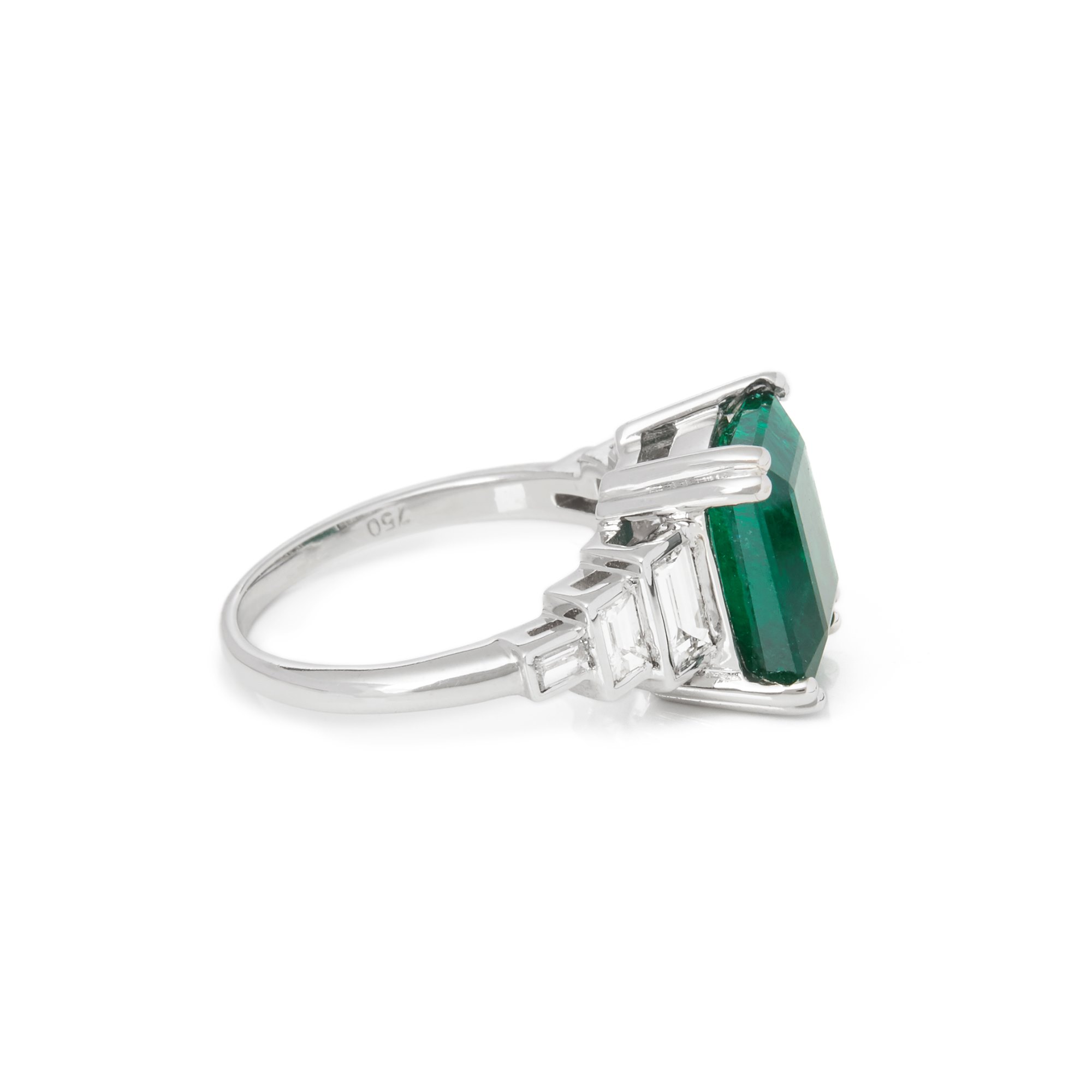 David Jerome Certified 4.8ct Untreated Colombian Emerald Cut Emerald and Diamond 18ct gold Ring
