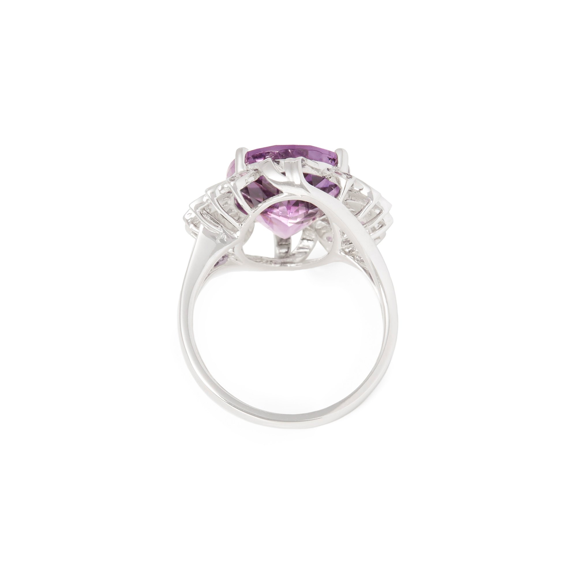 David Jerome Certified 7.07ct Untreated Russian Oval Cut Amethyst and Diamond 18ct gold Ring