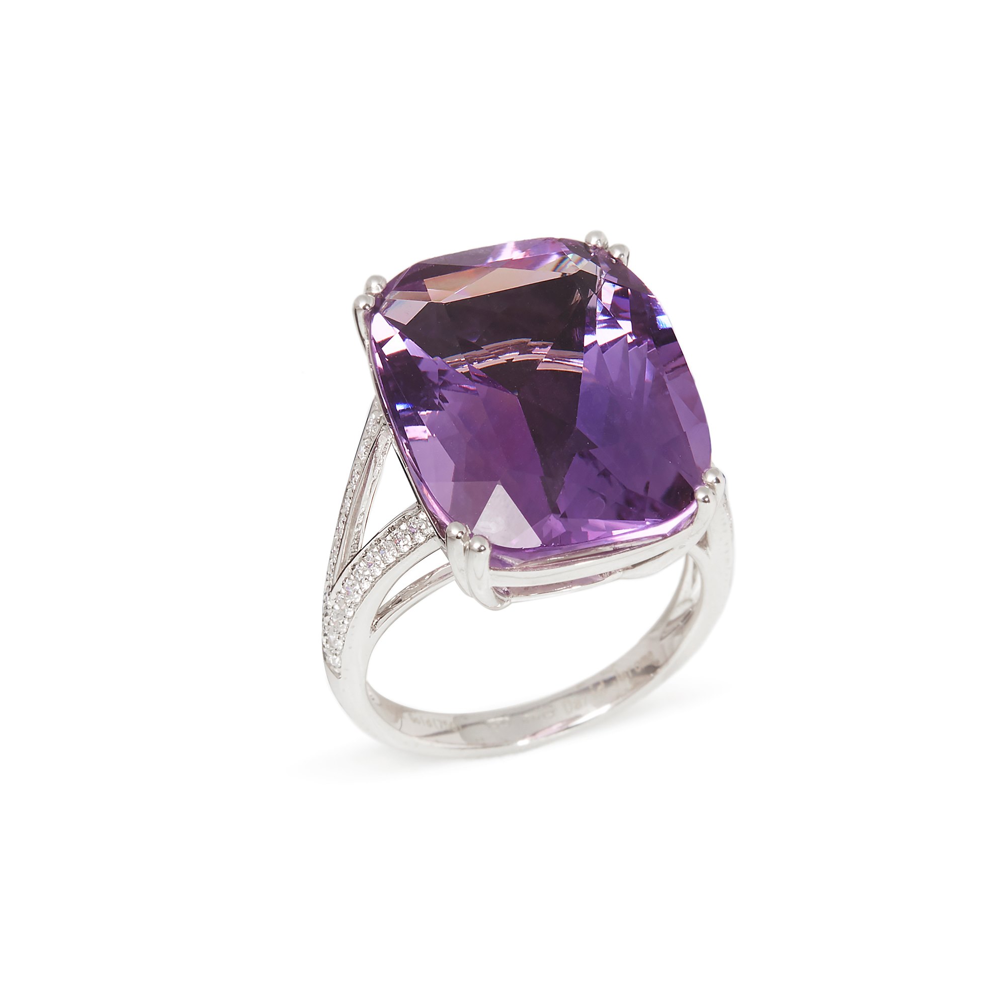 David Jerome Certified 17.23ct Amethyst and Diamond 18ct gold Ring