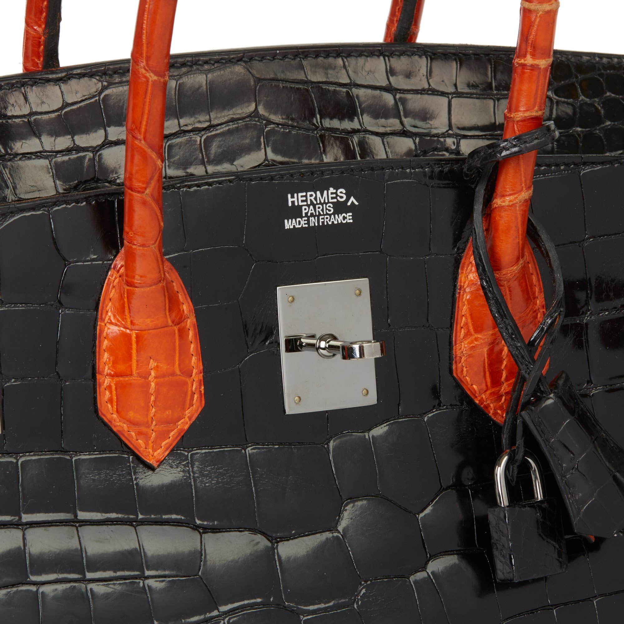 black and orange hermes bag