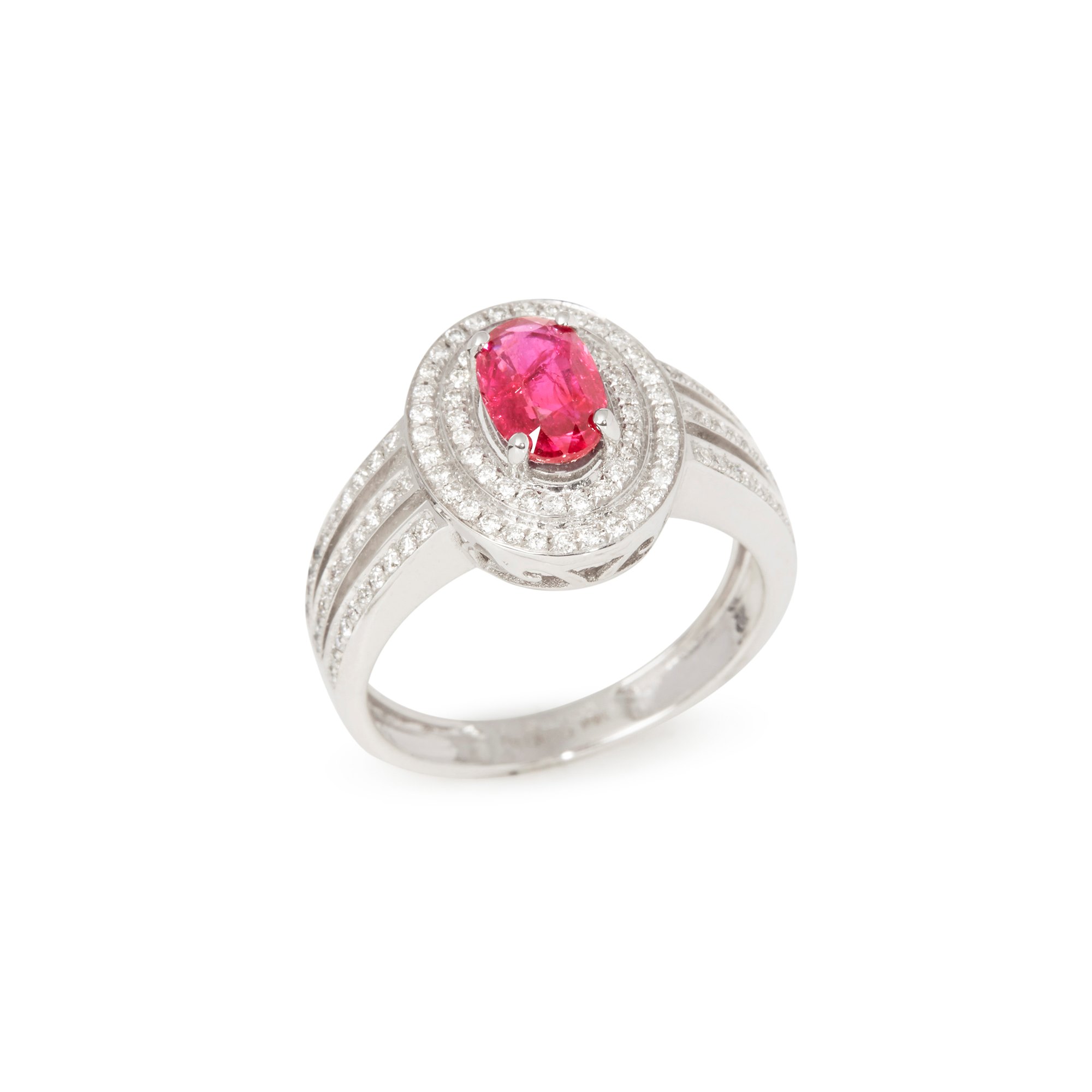 David Jerome Certified 1.09ct Untreated Burmese Oval Cut Ruby and Diamond 18ct gold Ring