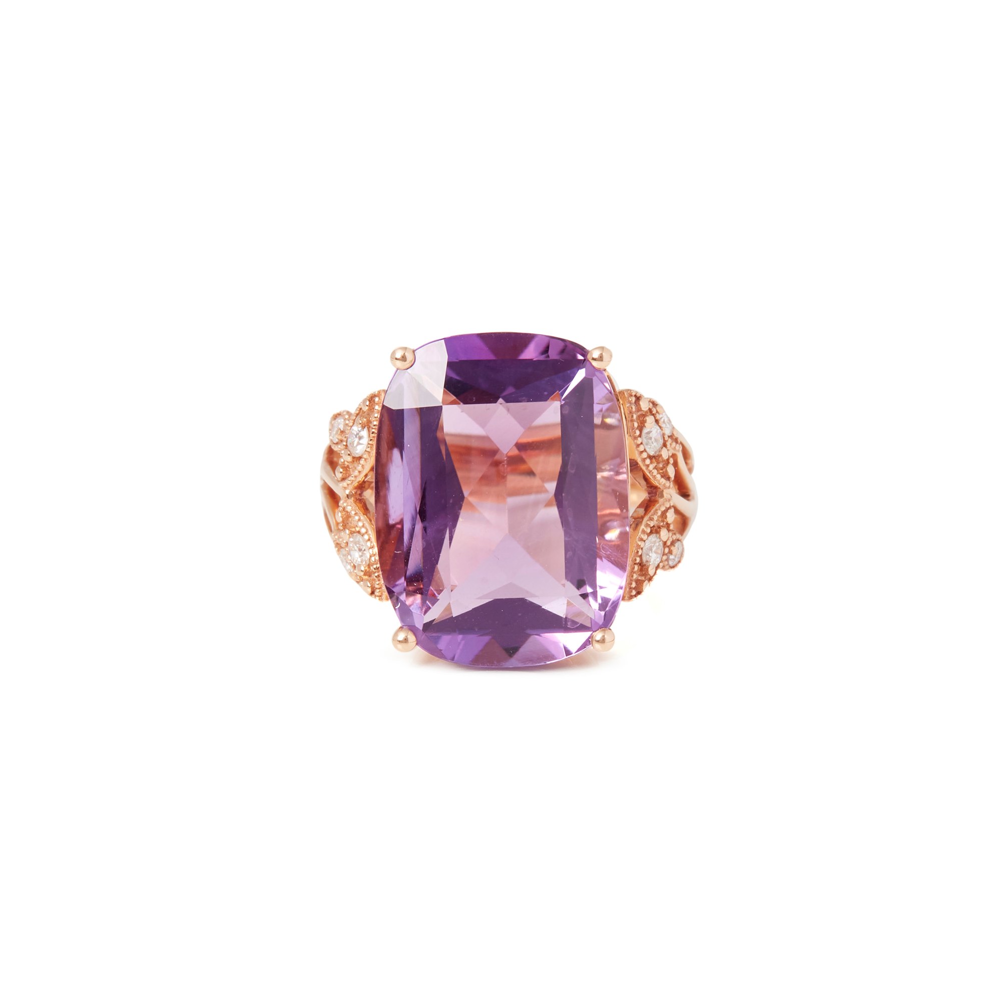 David Jerome Certified 12.74ct Russian Amethyst and Diamond 18ct gold Ring