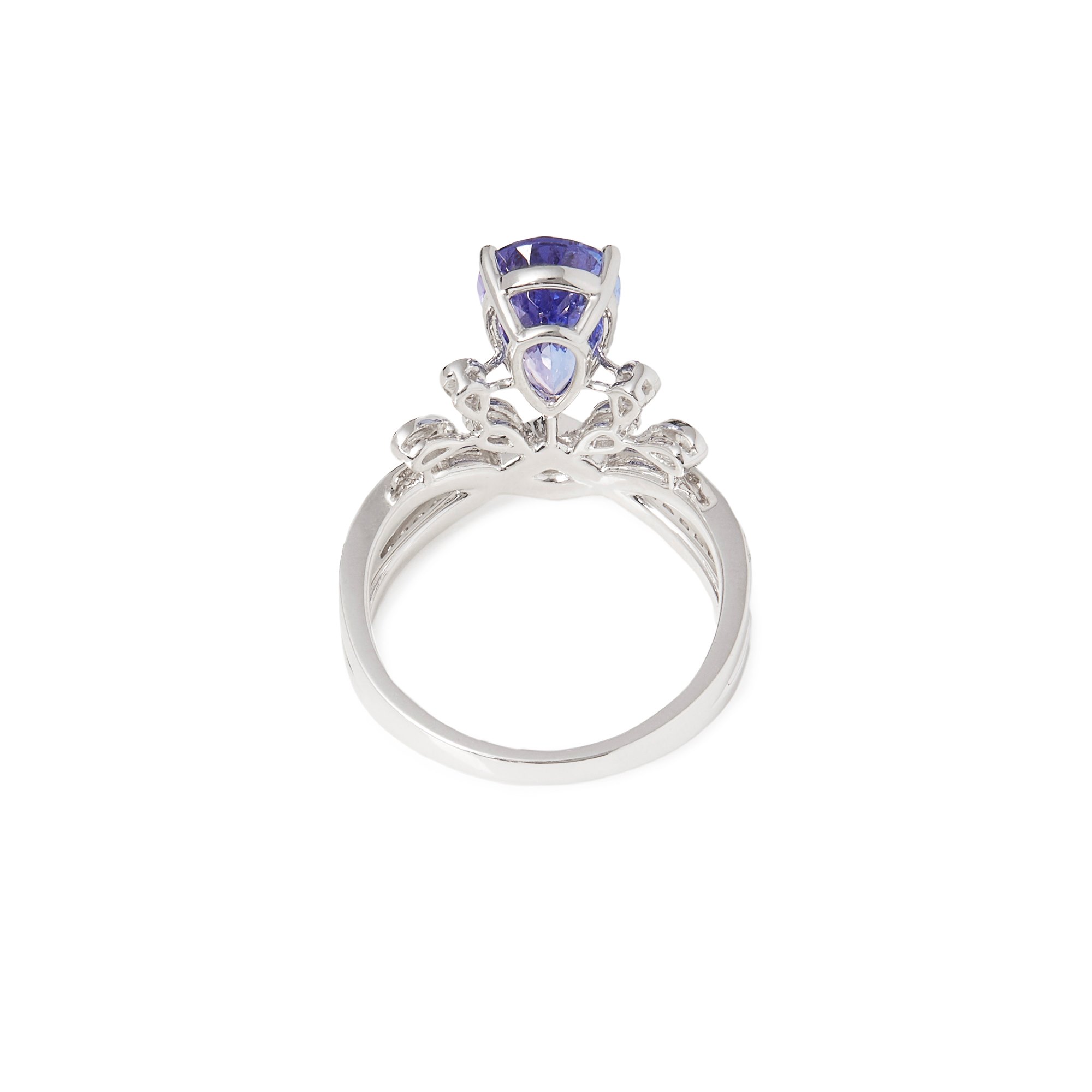 David Jerome Certified 2.7ct Untreated Pear Cut Tanzanite and Diamond 18ct Gold Ring