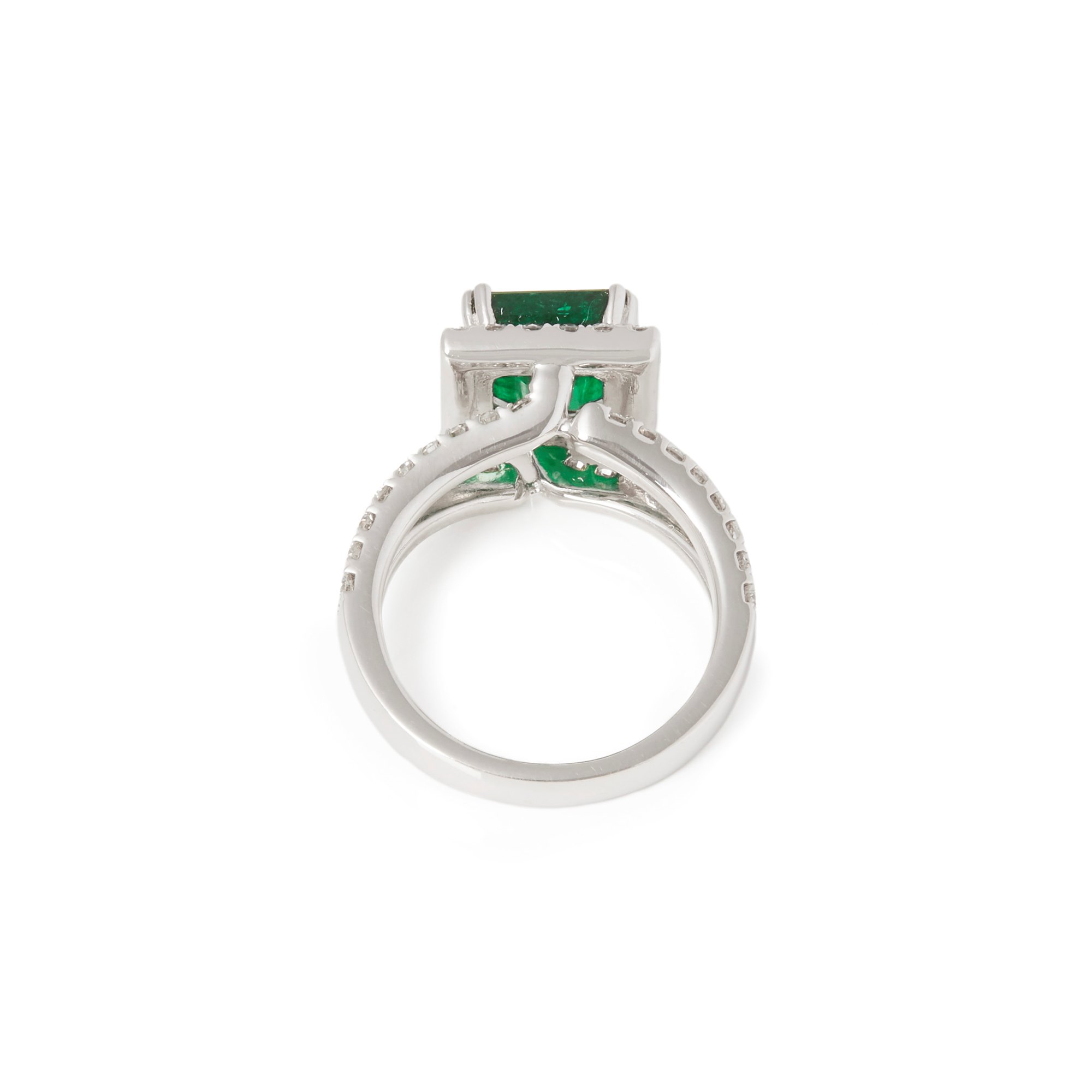 David Jerome Certified 4.6ct Untreated Colombian Square Cut Emerald and Diamond 18ct gold Ring
