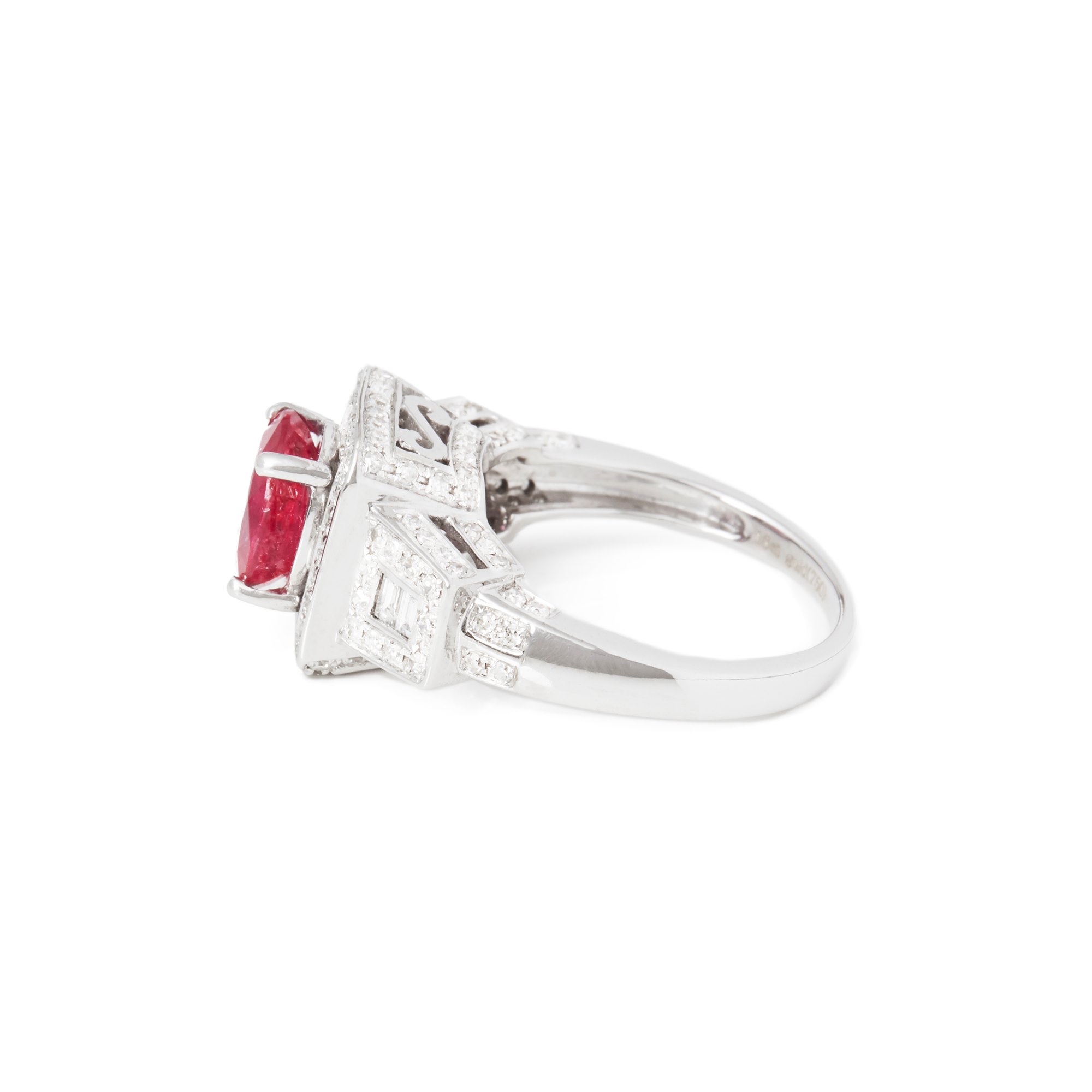 David Jerome Certified 2.37ct Unheated Untreated Oval Cut Ruby and Diamond 18ct gold Ring