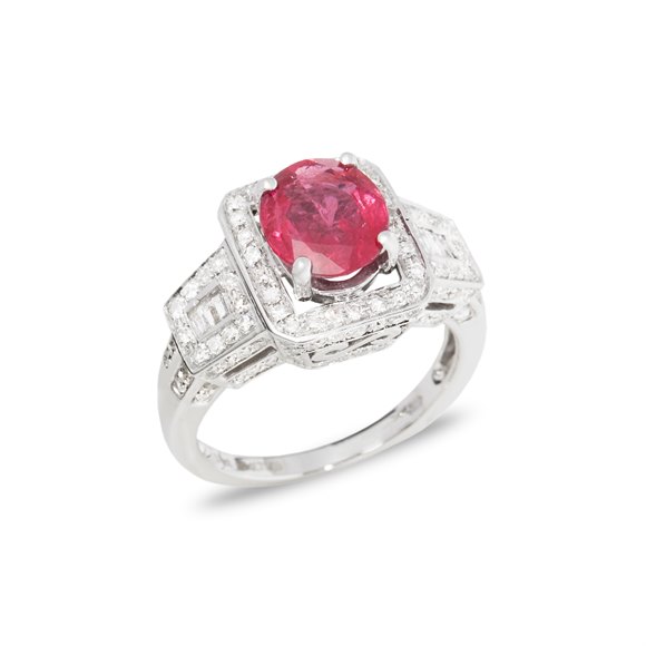 David Jerome Certified 2.37ct Unheated Untreated Oval Cut Ruby and Diamond 18ct gold Ring