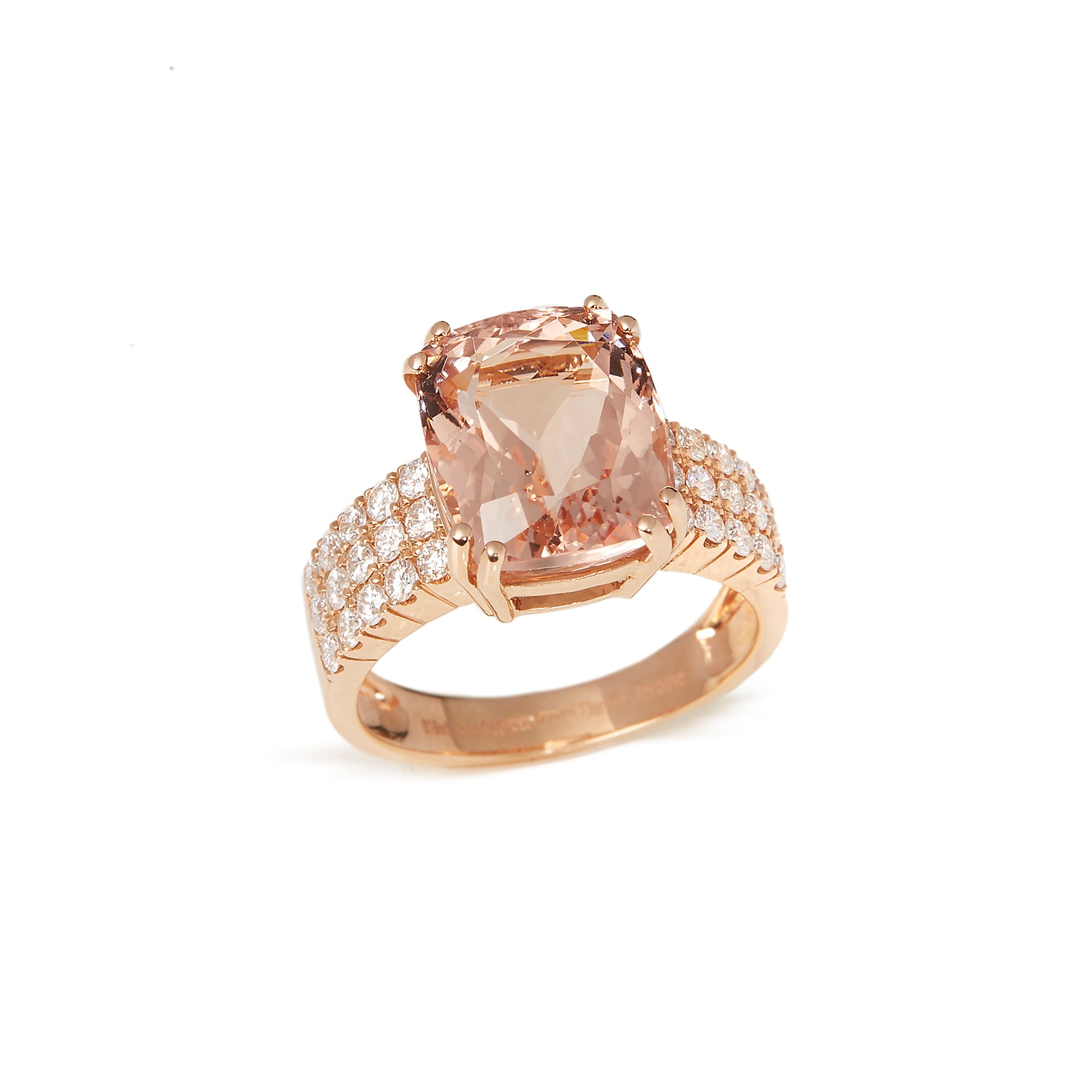 David Jerome 18k Rose Gold Morganite and Diamond Ring