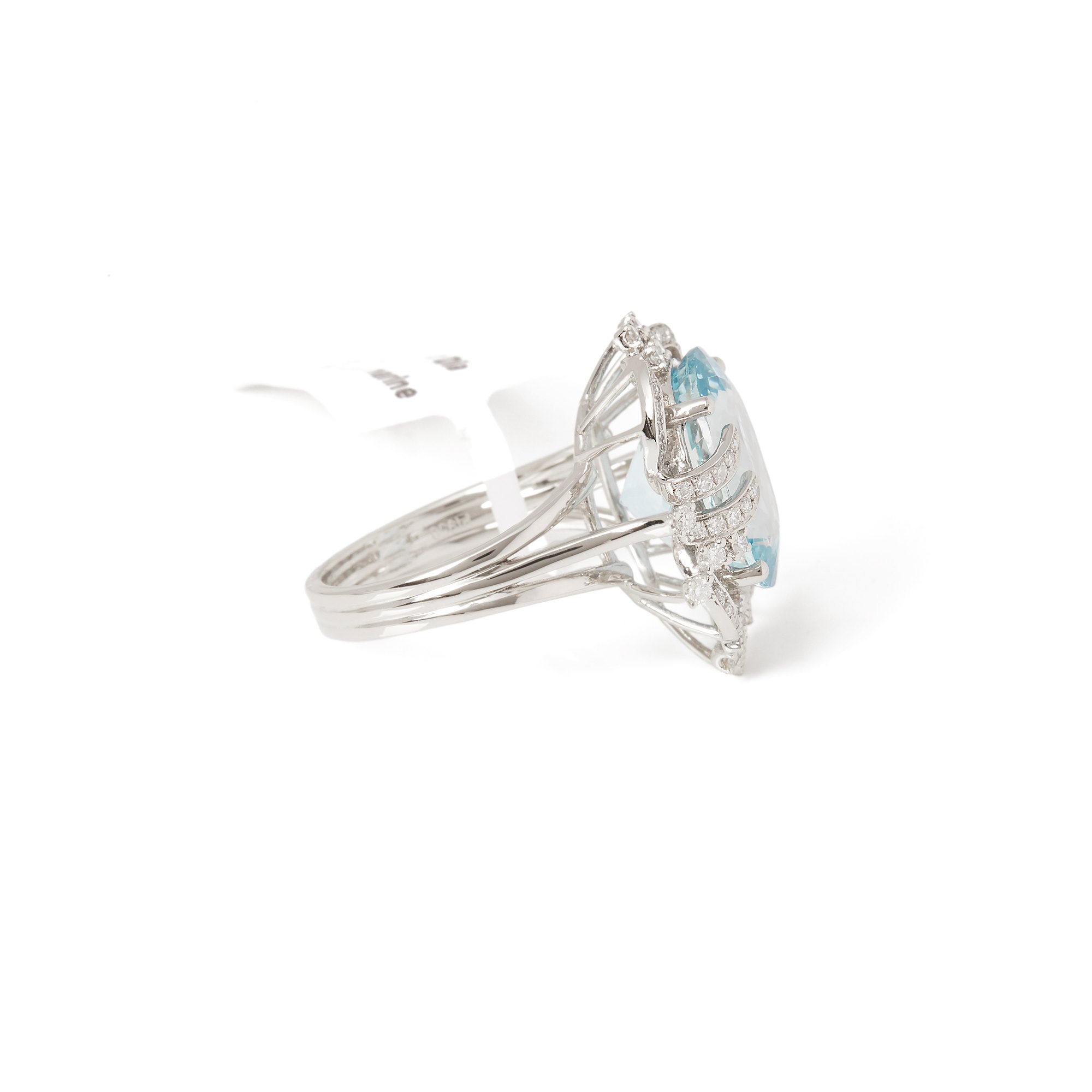 David Jerome Certified 7.98ct Brazilian Aquamarine and Diamond Platinum Ring