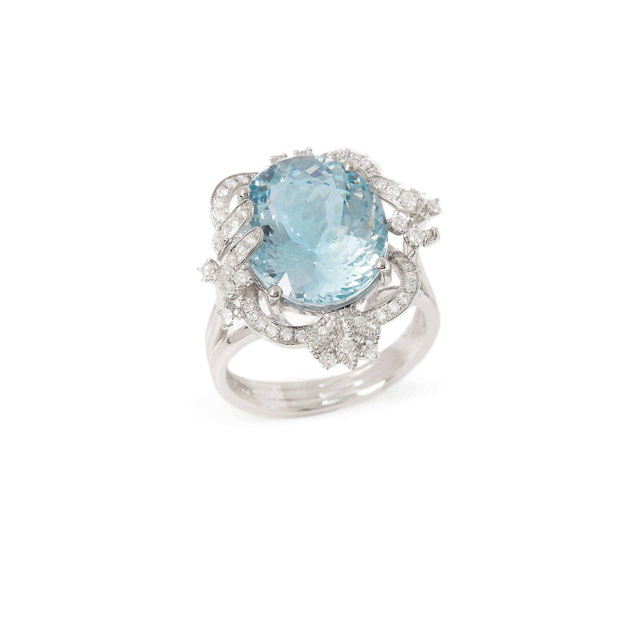 David Jerome Certified 7.98ct Brazilian Aquamarine and Diamond Platinum Ring  COMJ130 | Second Hand Jewellery