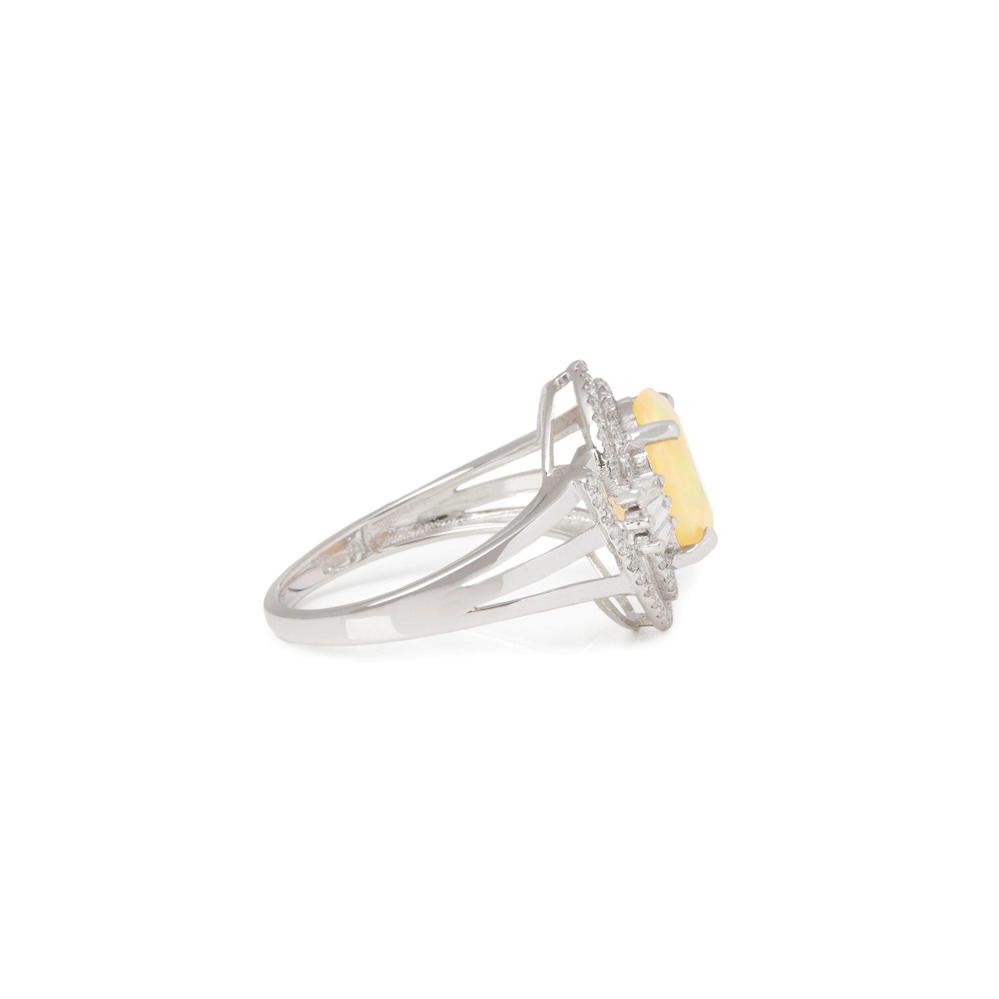 David Jerome 18k White Gold Opal and Diamond Ring