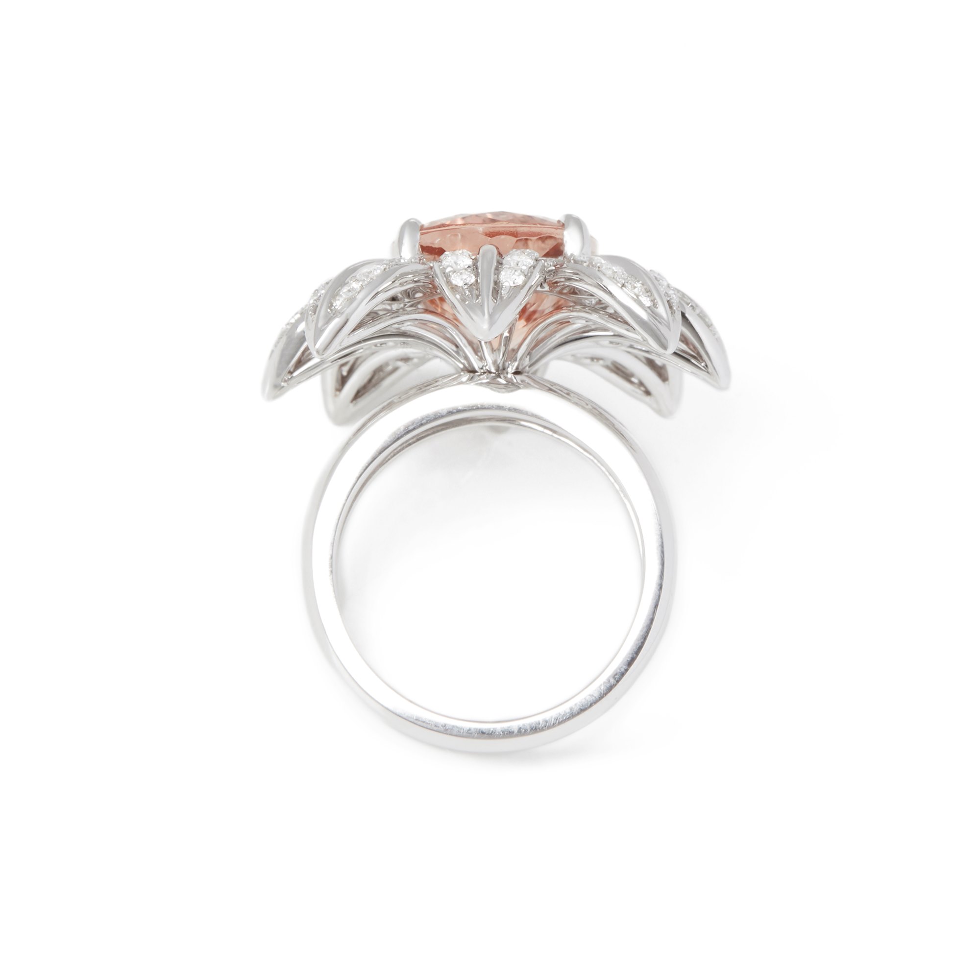 David Jerome Certified 8.86ct Oval Cut Morganite and Diamond 18ct Gold Ring