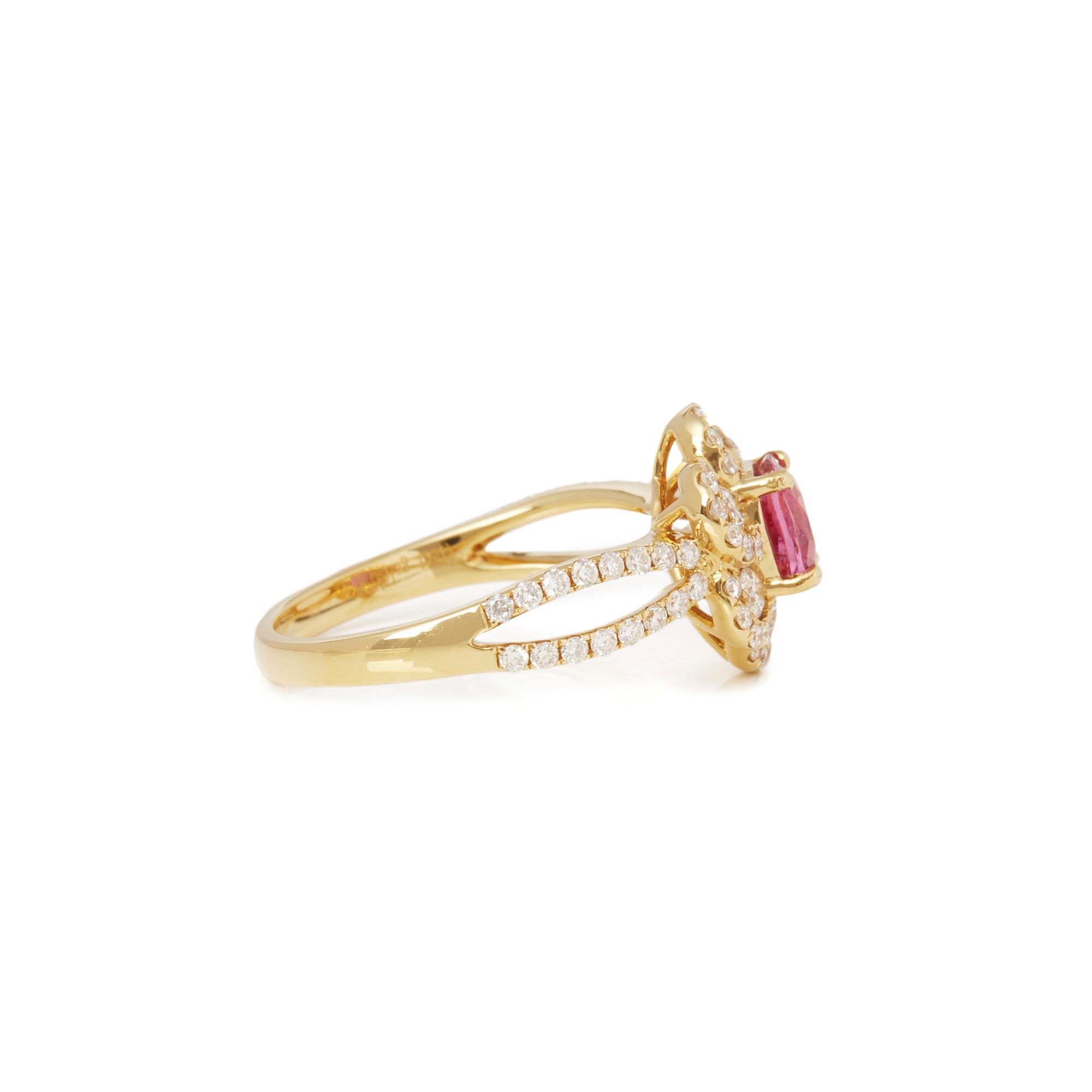 David Jerome 18k Yellow Gold Pink Sapphire and Diamond Ring