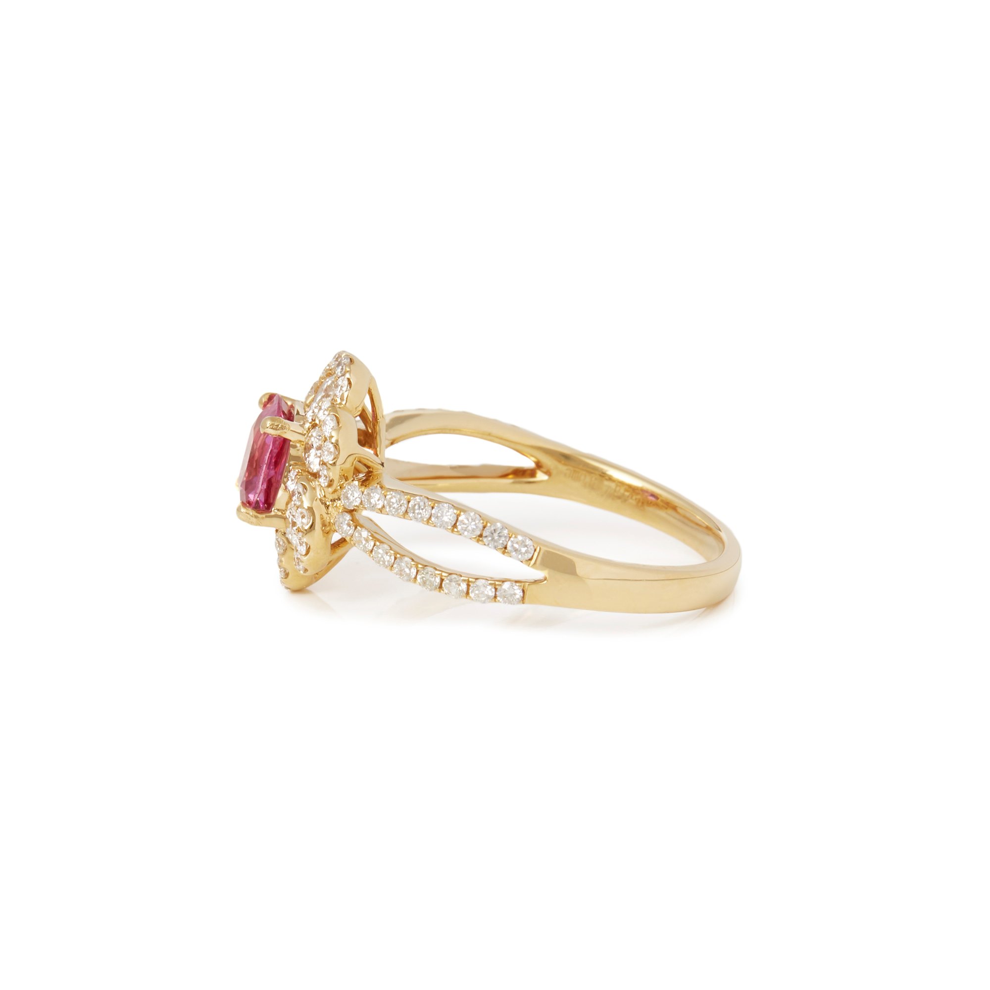 David Jerome 18k Yellow Gold Pink Sapphire and Diamond Ring