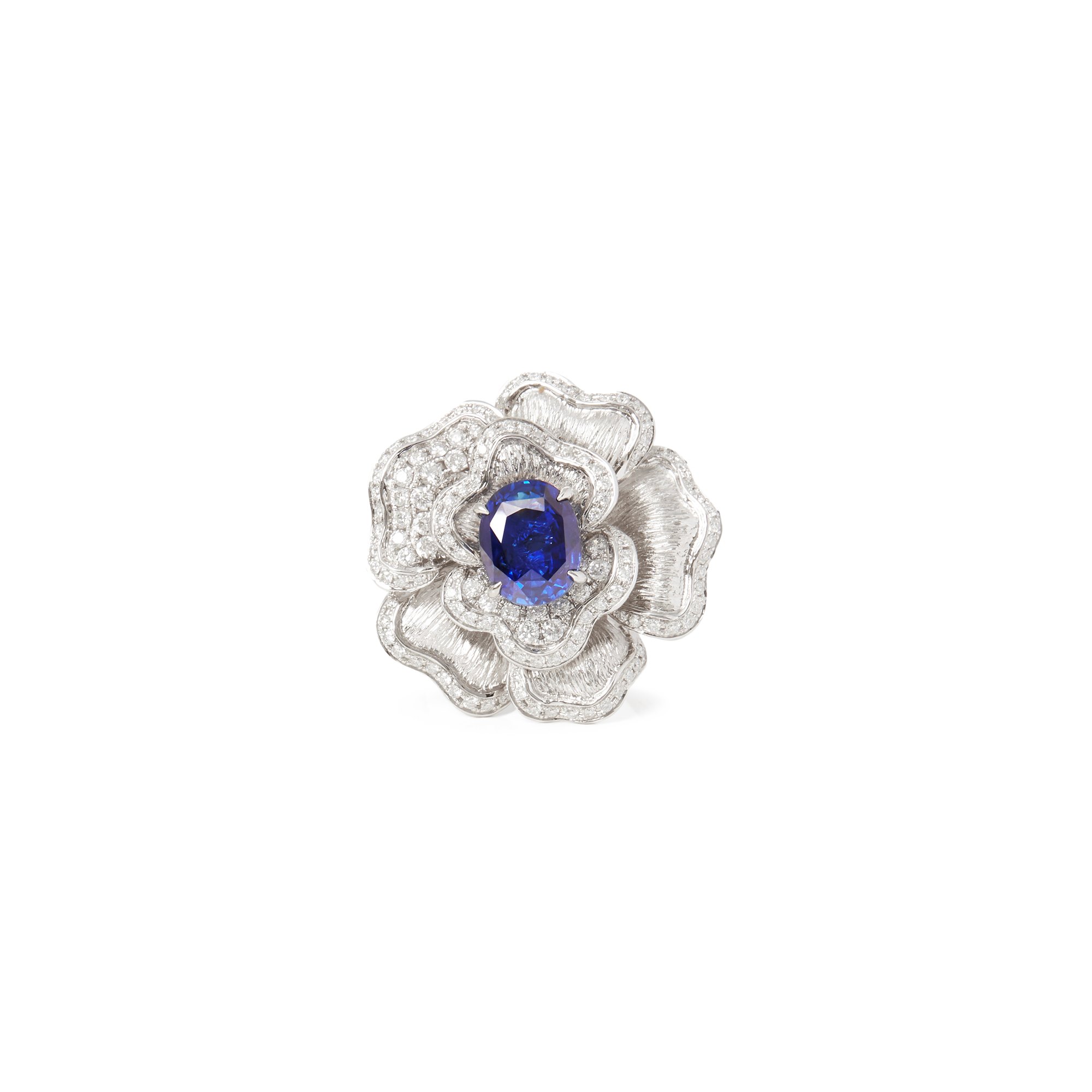 David Jerome Certified 3ct Sapphire and Diamond 18ct Gold Ring