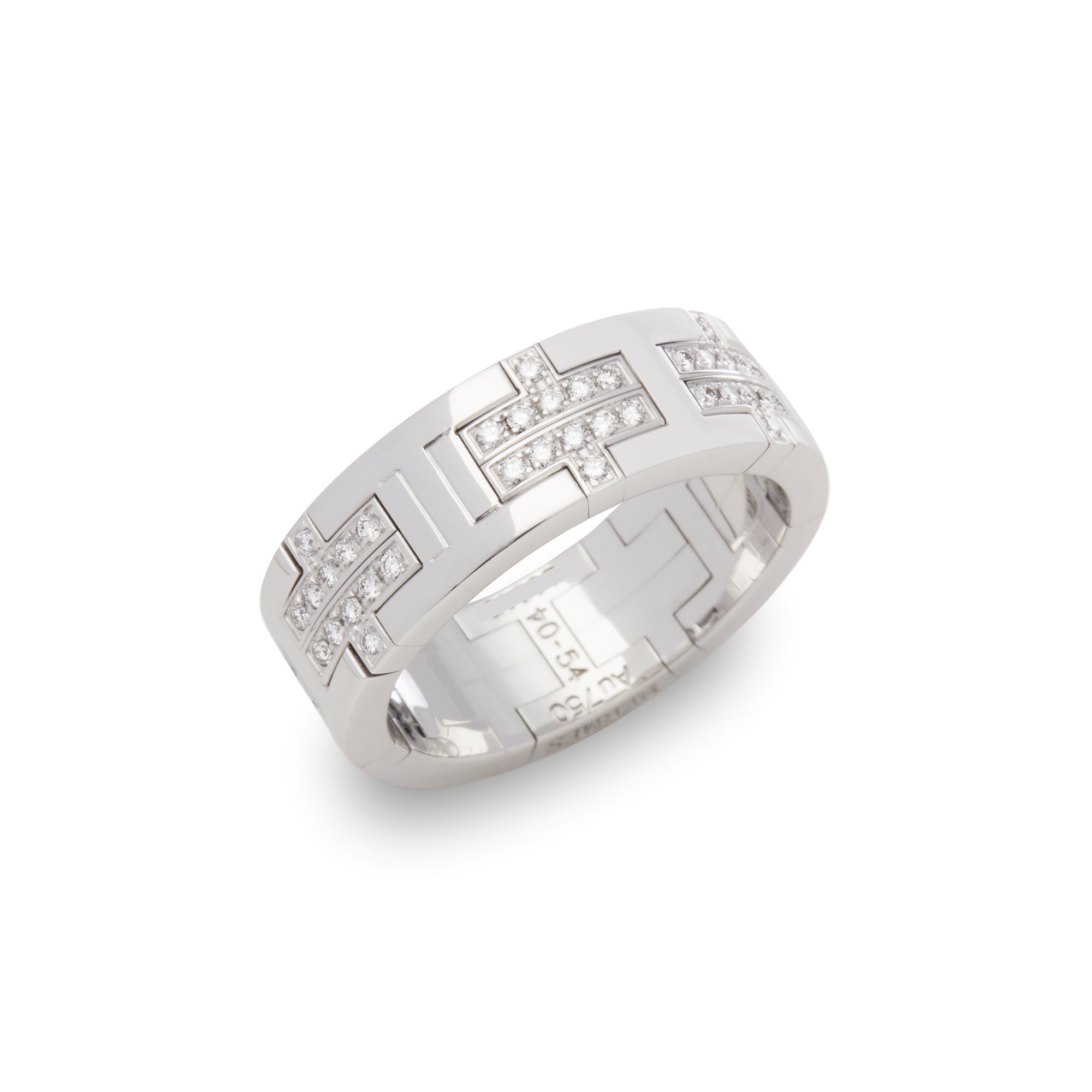 Kaal gesmolten ik ben gelukkig Hermès 18ct White Gold Kilim Diamond Ring J647 | Tweedehands Juwelen
