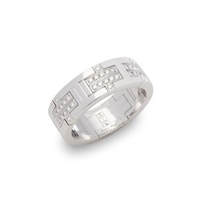 Hermès 18k White Gold Kilim Diamond Ring