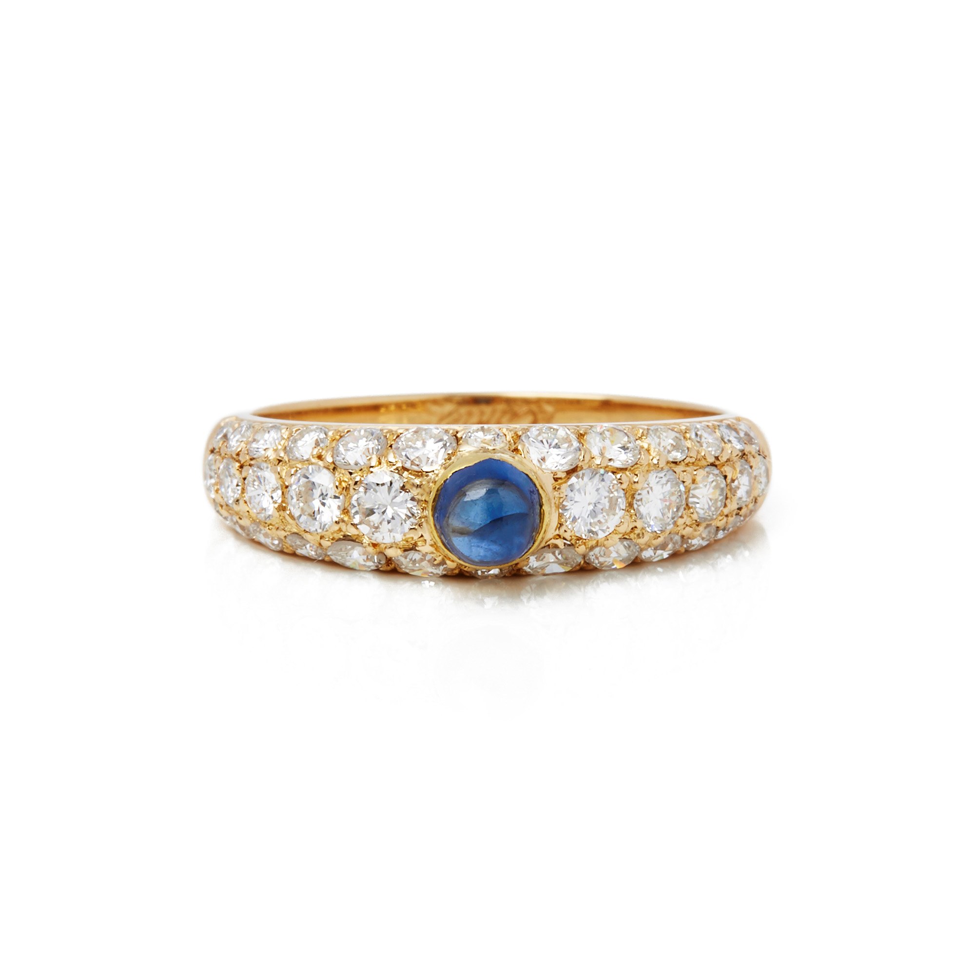 Cartier 18k Yellow Gold Cabochon Sapphire and Diamond Ring