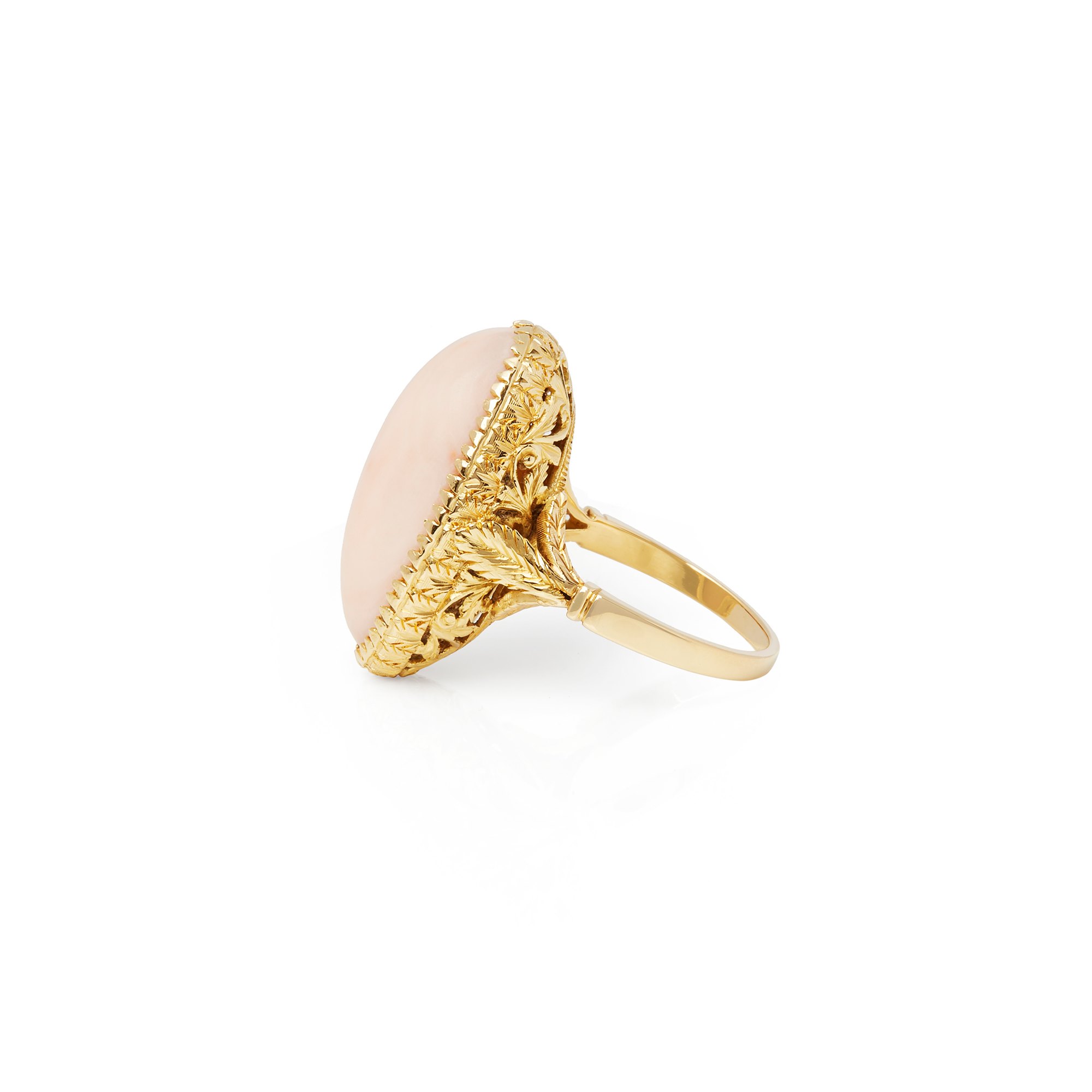 Coral 18k Yellow Gold Pink Coral Ring