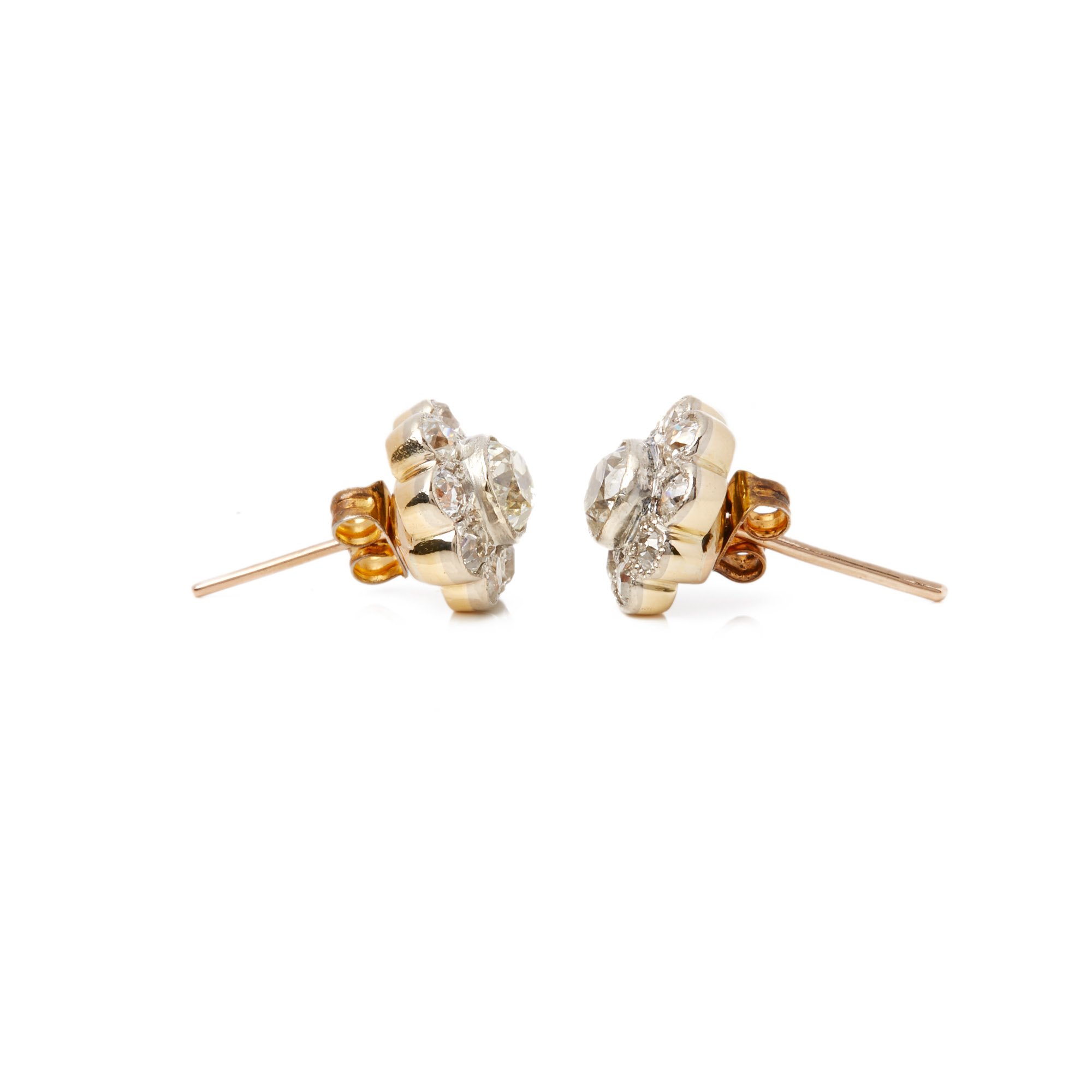 Diamanten 18k Yellow Gold Old Cut Diamond Cluster Earrings