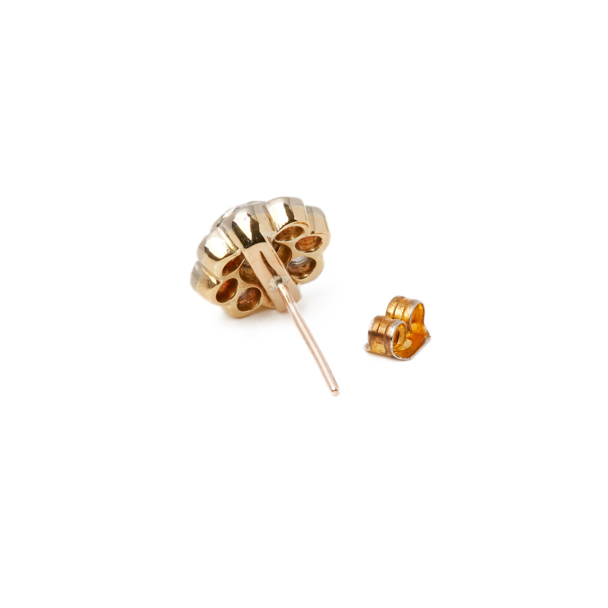Diamond 18k Yellow Gold Old Cut Diamond Cluster Earrings
