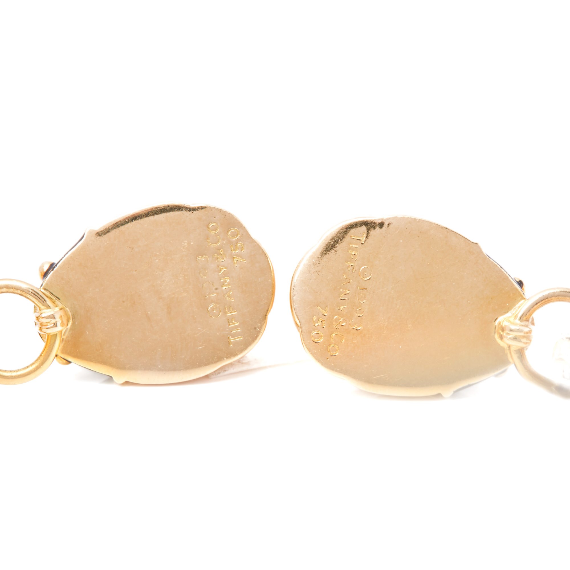 Tiffany & Co. 18k Yellow Gold Enamel Beetle Drop Earrings