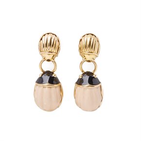 Tiffany & Co. 18k Yellow Gold Enamel Beetle Drop Earrings