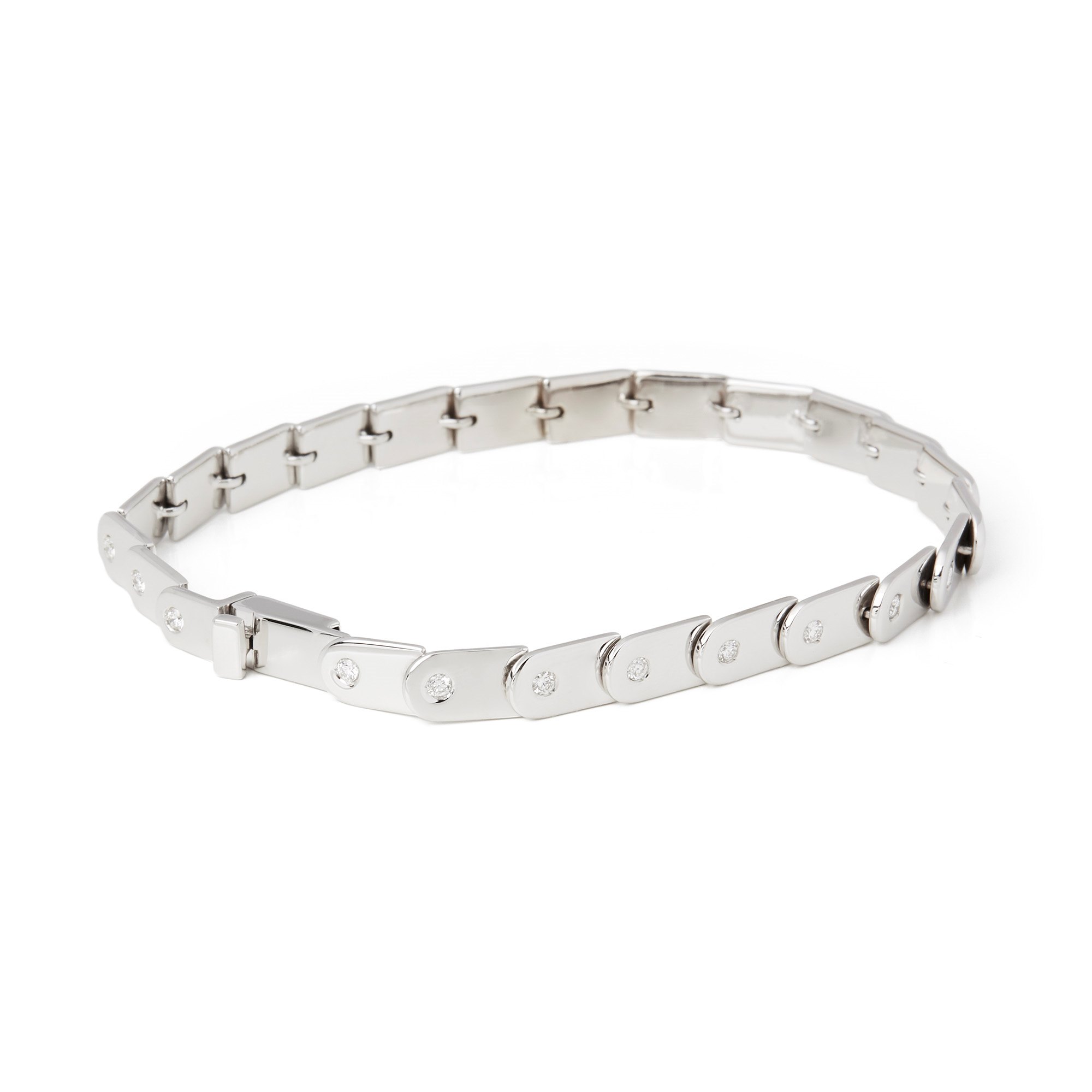 Gucci 18k White Gold Diamond Set Link Bracelet