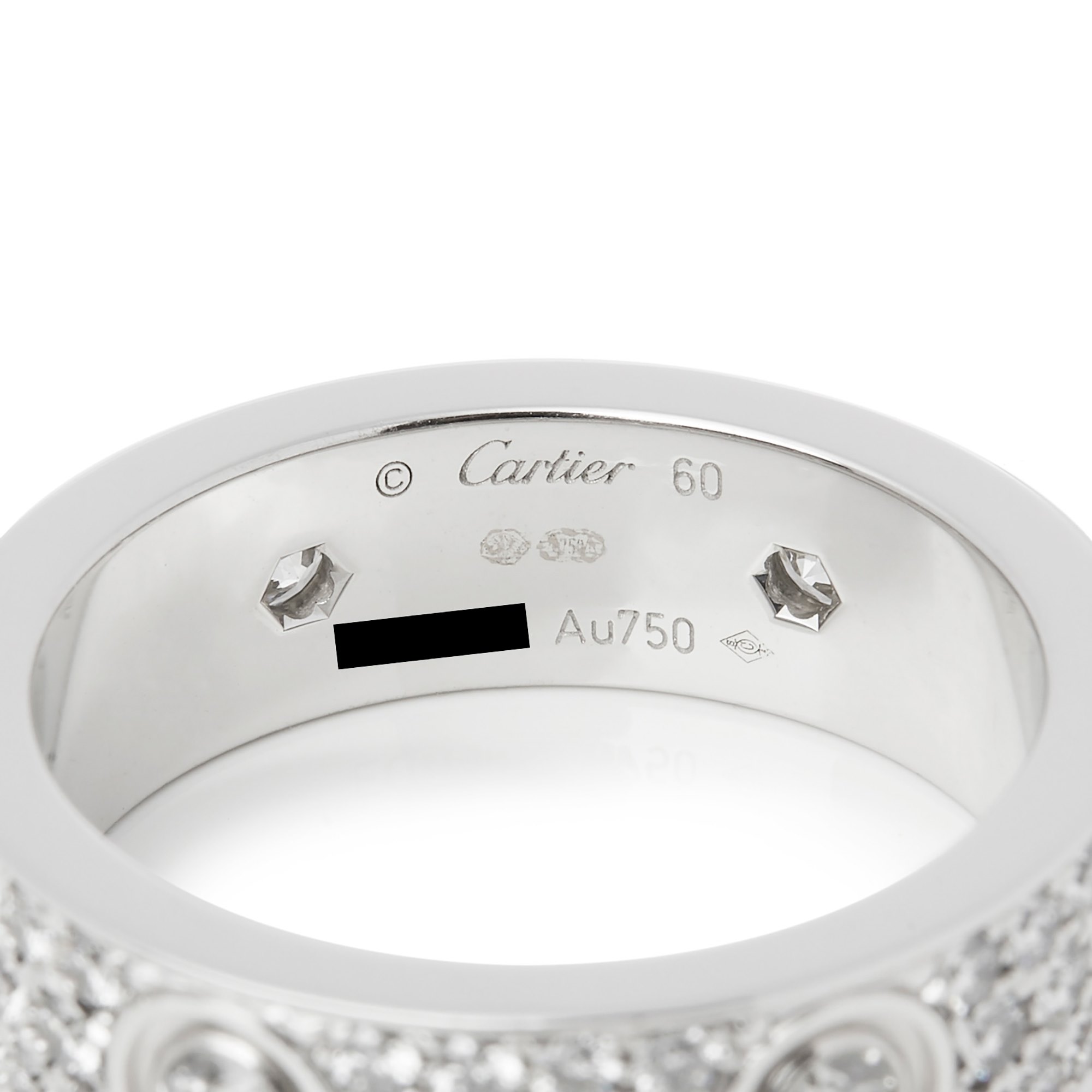 Cartier 18k White Gold Full Diamond Love Ring