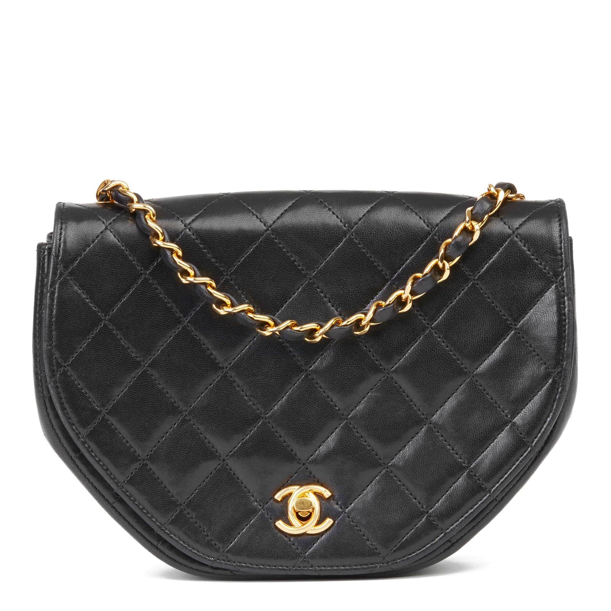 chanel lambskin quilted shoulder bag black