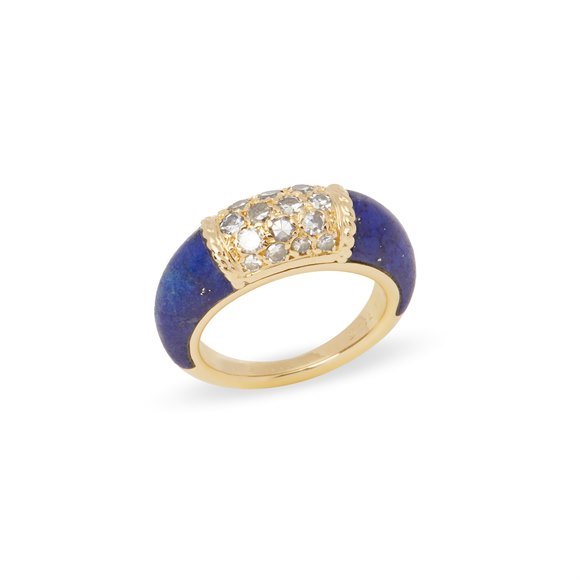 Van Cleef & Arpels 18ct Yellow Gold Lapis and Diamond Ring