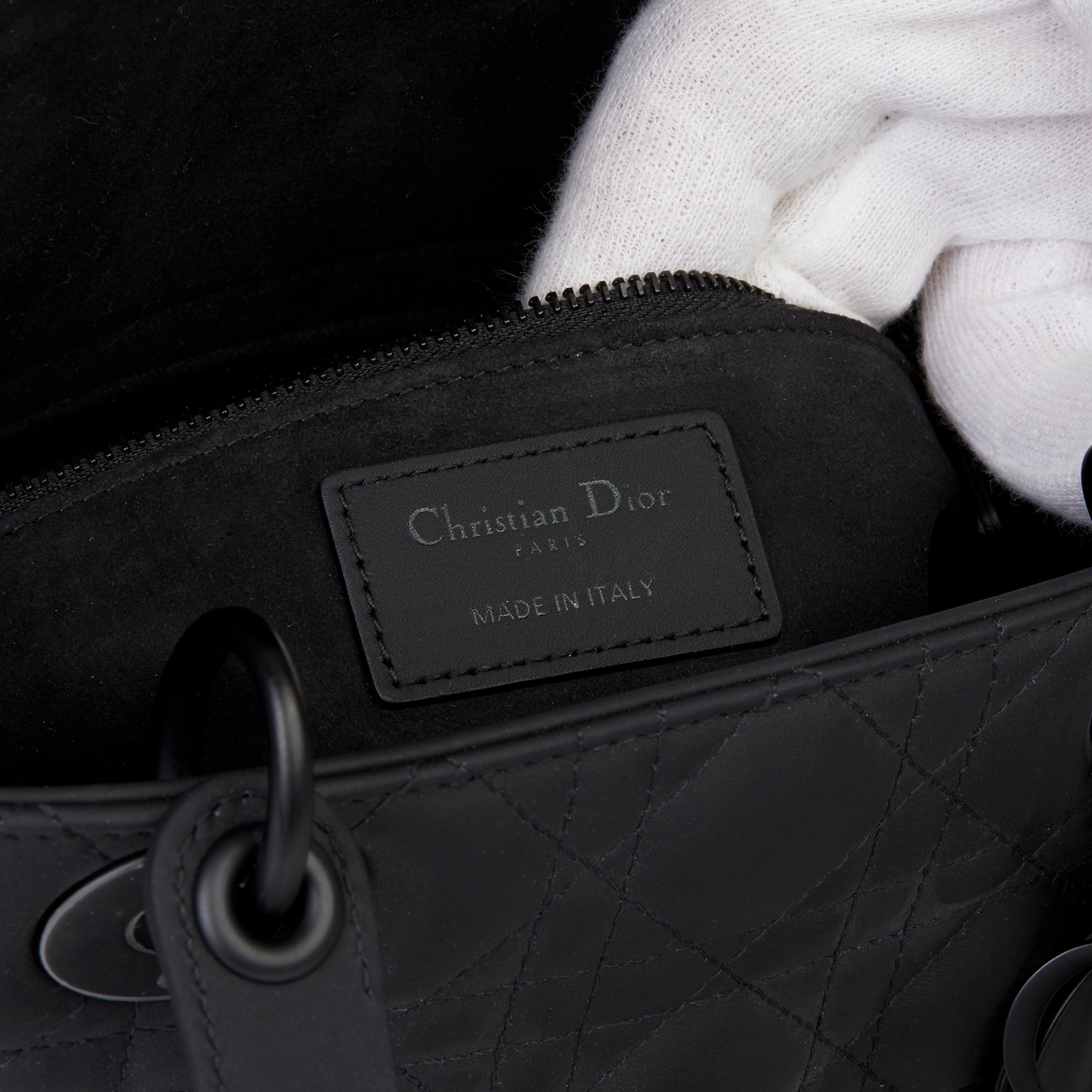 Mini Lady Dior Bag Black Ultramatte Cannage Calfskin  DIOR