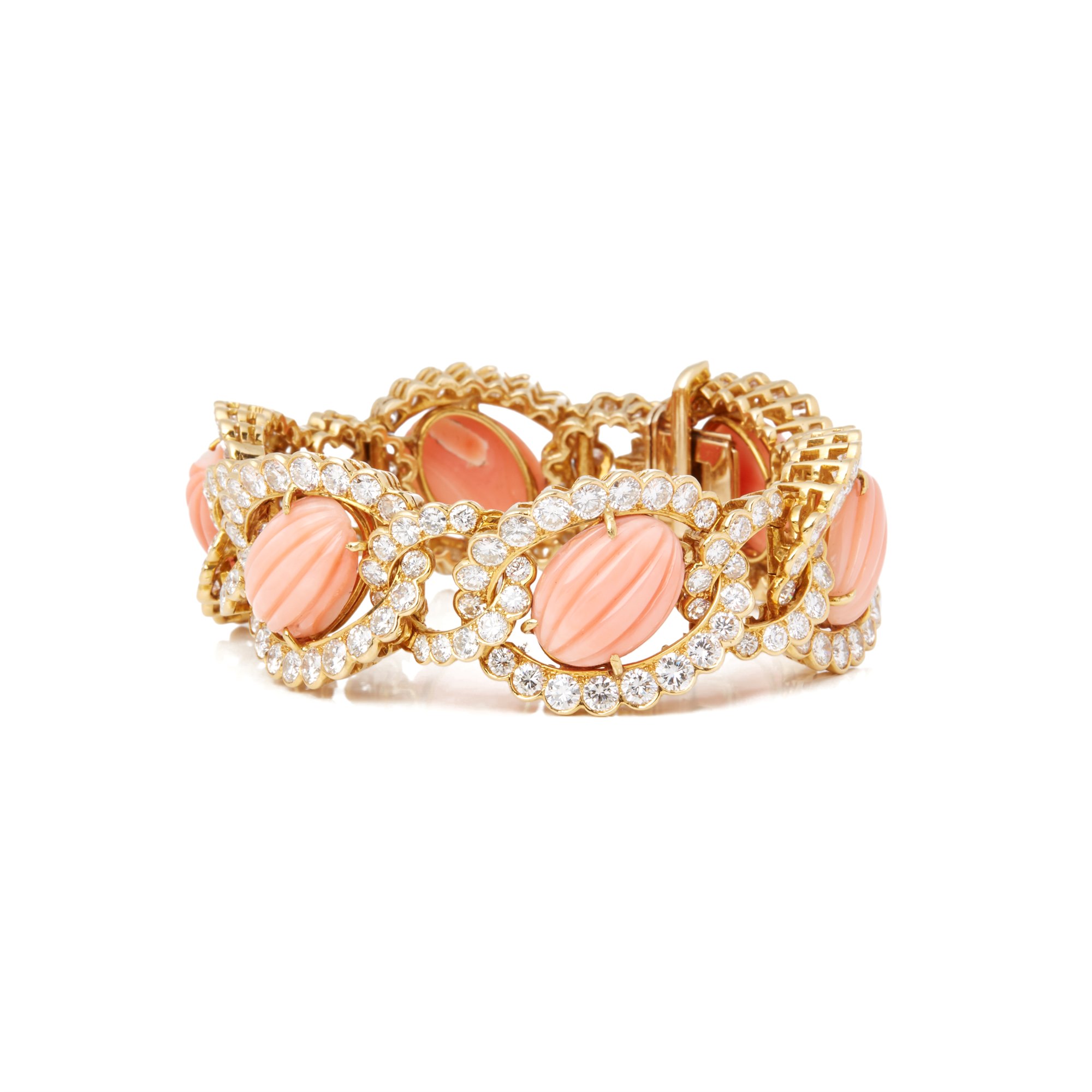 Van Cleef & Arpels Vintage Coral and Diamond Bracelet