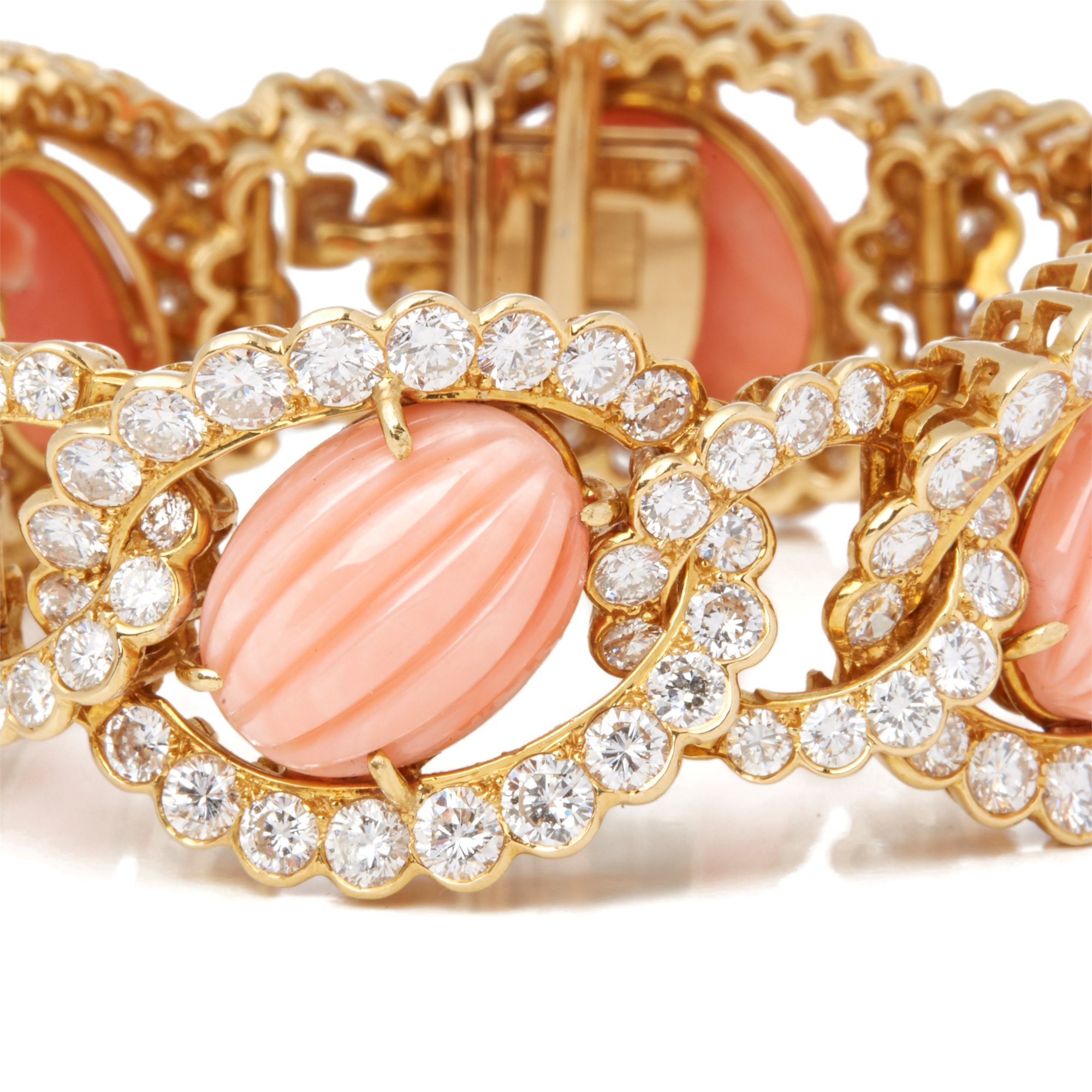 Van Cleef & Arpels 18k Yellow Gold Coral and Diamond Bracelet