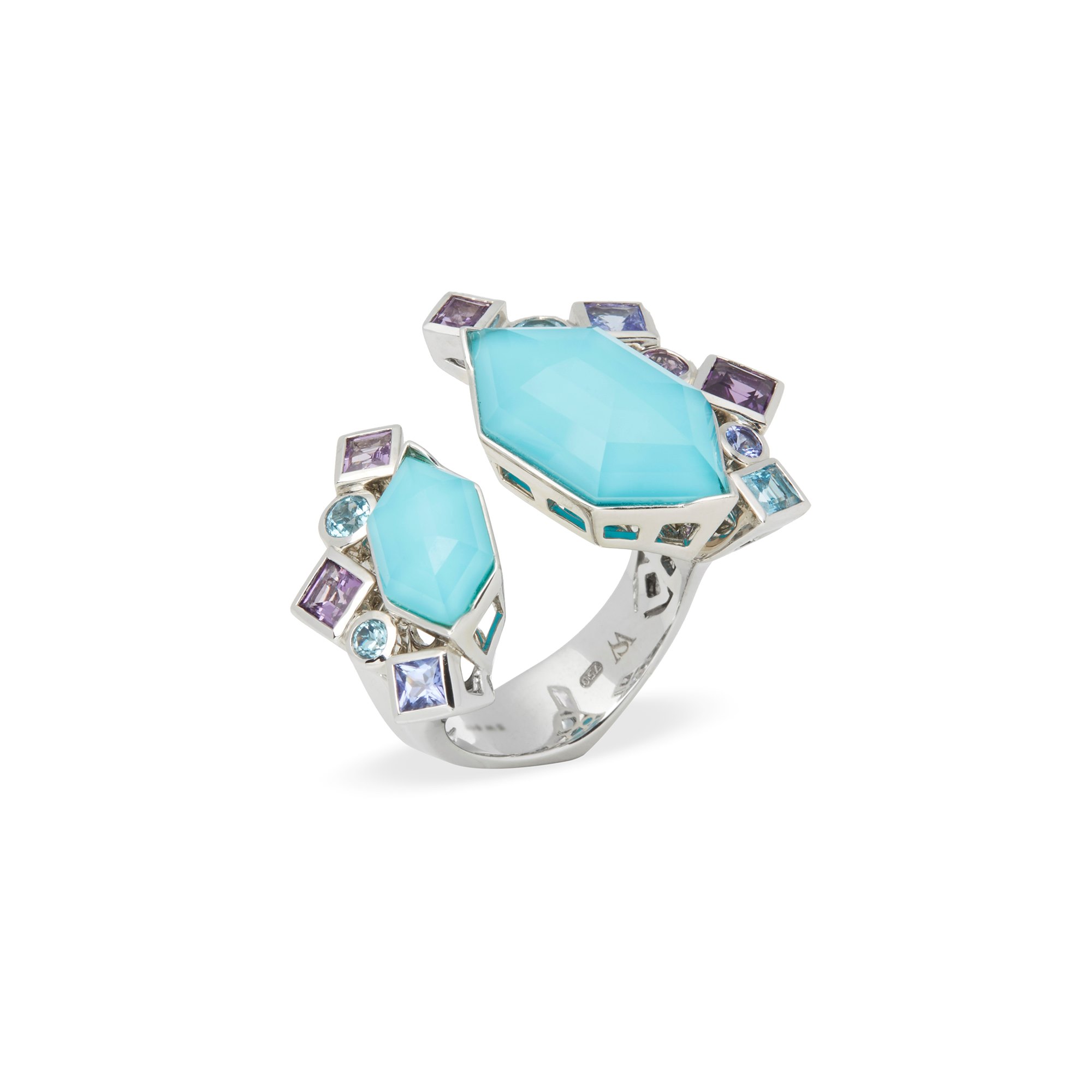 Stephen Webster 18ct White Gold Struck Crystal Haze Turquoise Open Ring