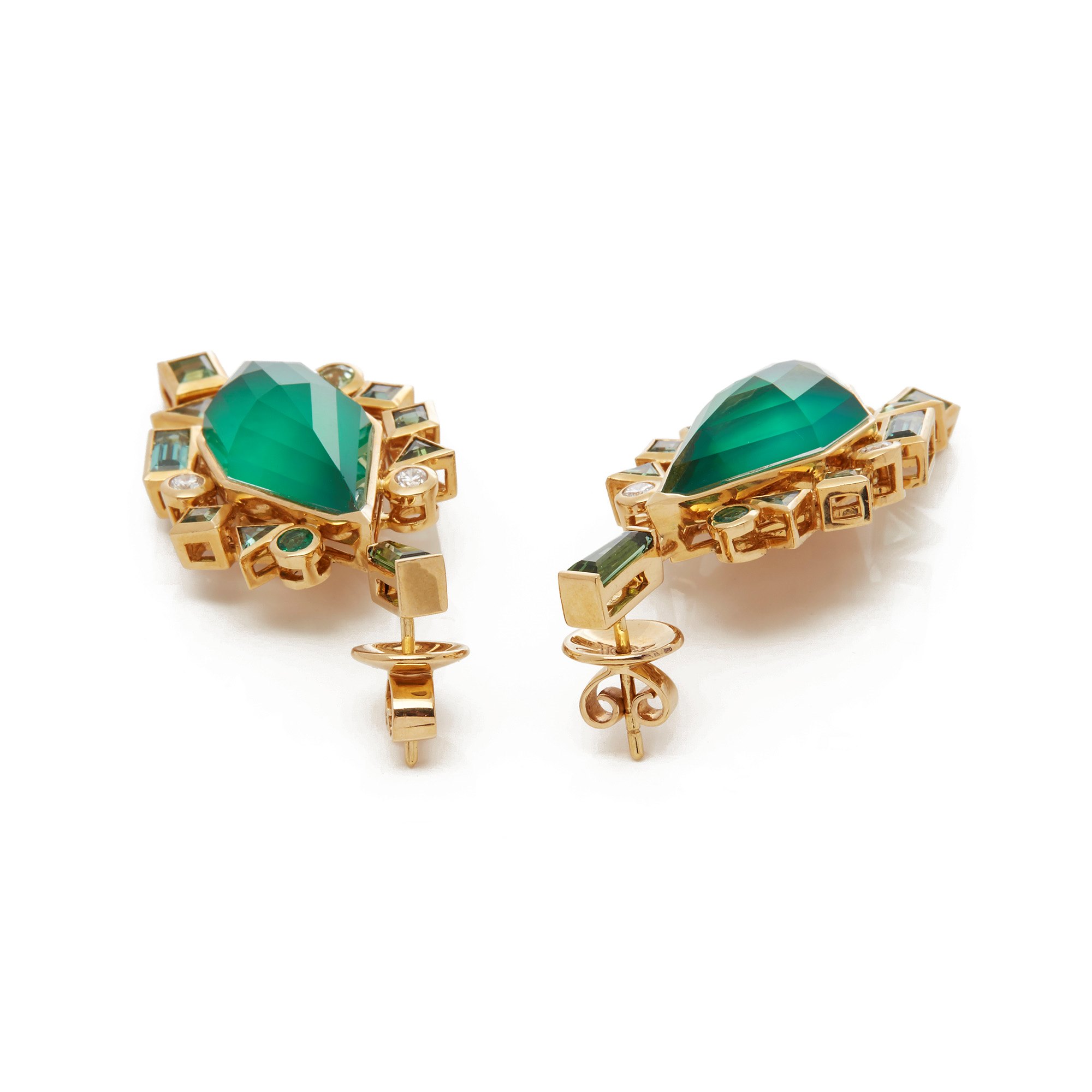 Stephen Webster Crystal Haze Gold Struck Green Agate Earrings