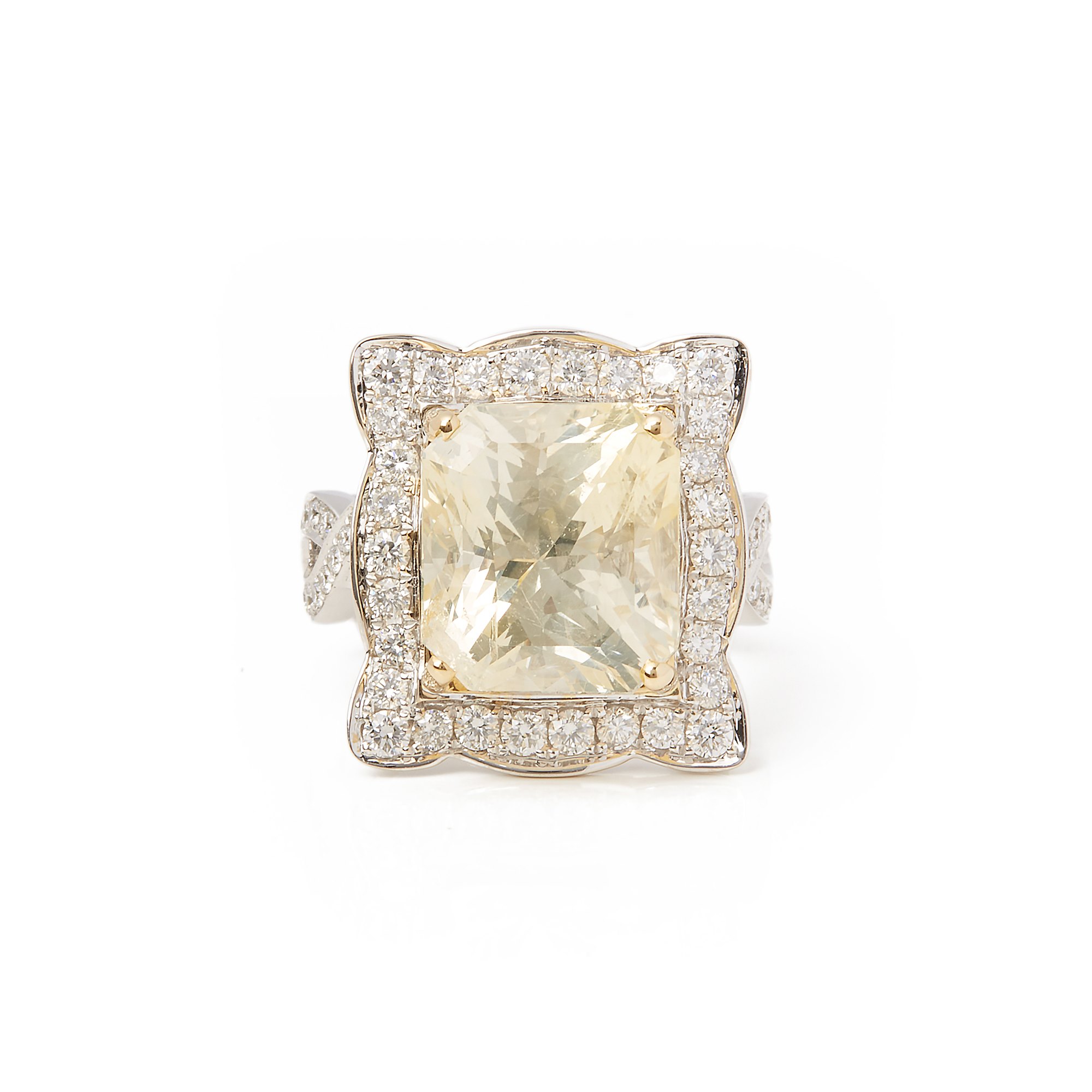 David Jerome 18ct White Gold Yellow Sapphire and Diamond Cluster Ring