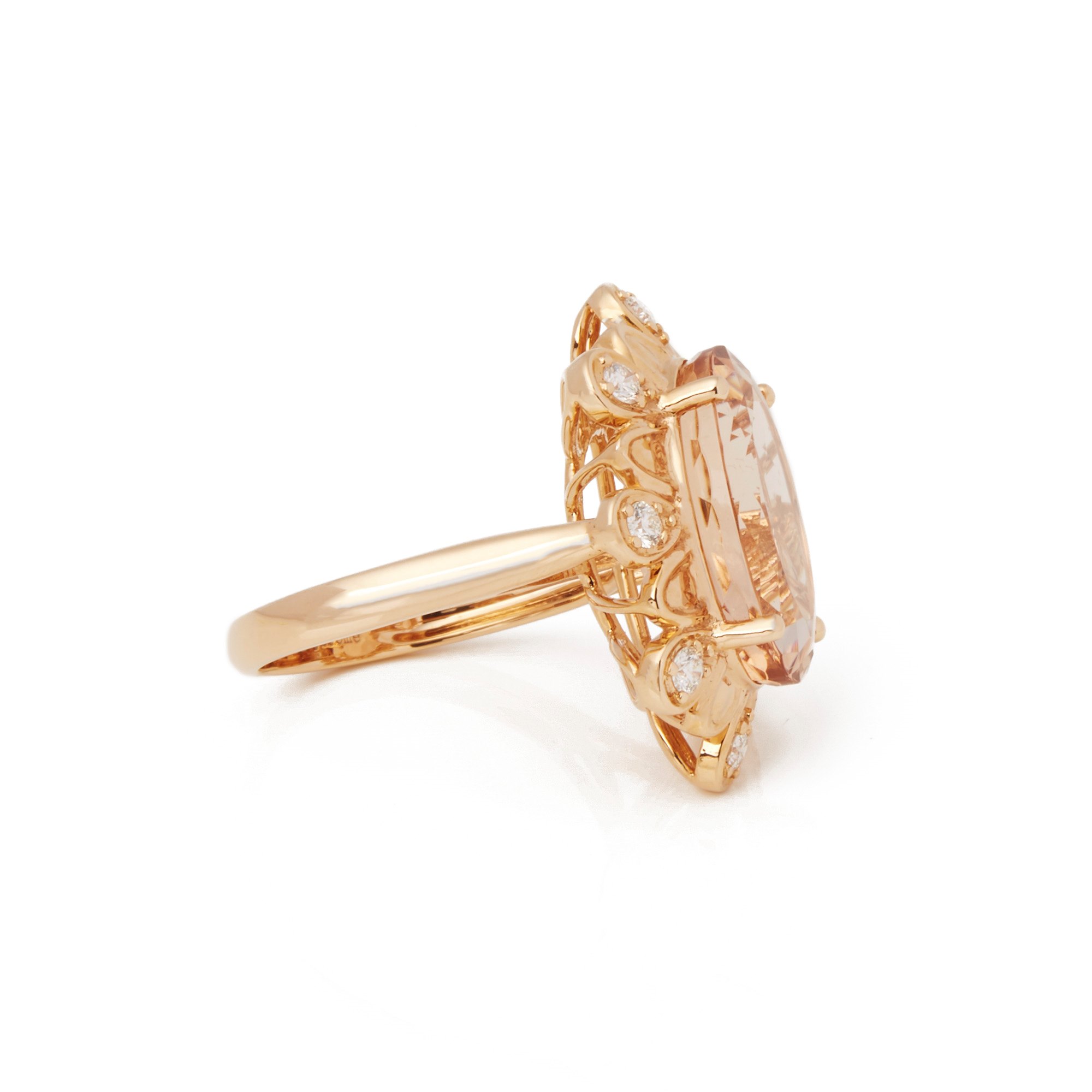 David Jerome 18ct Rose Gold Morganite and Diamond Floral Cluster Ring